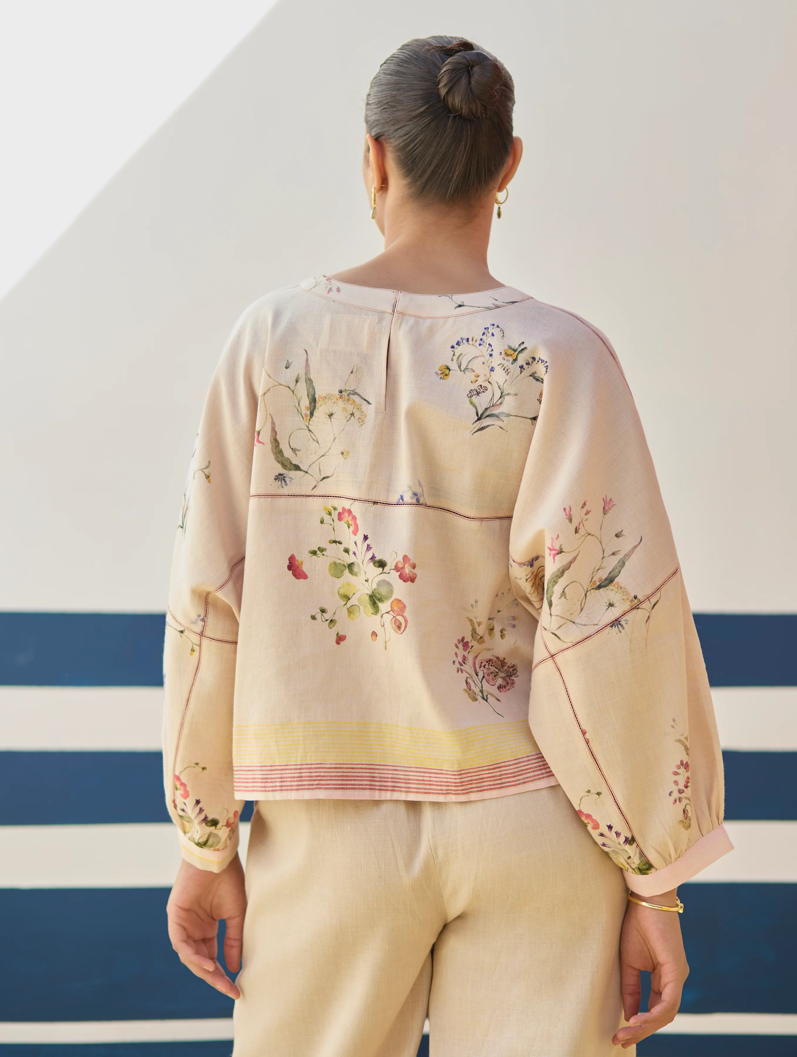 Myra Watercolor Floral Co-ord Set - Sand - Image 8