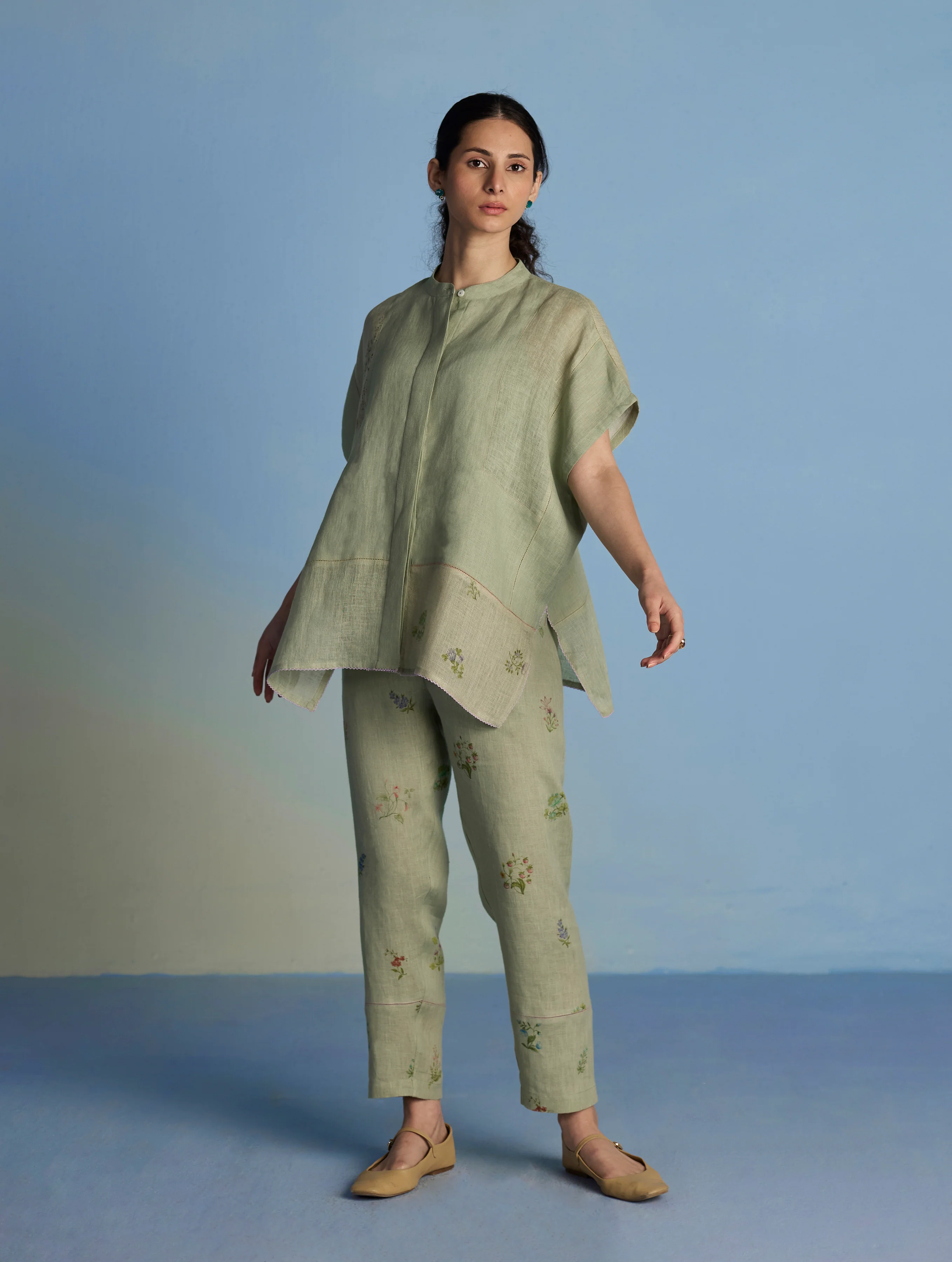 Nama Floral Linen Pant - Mint - Image 6