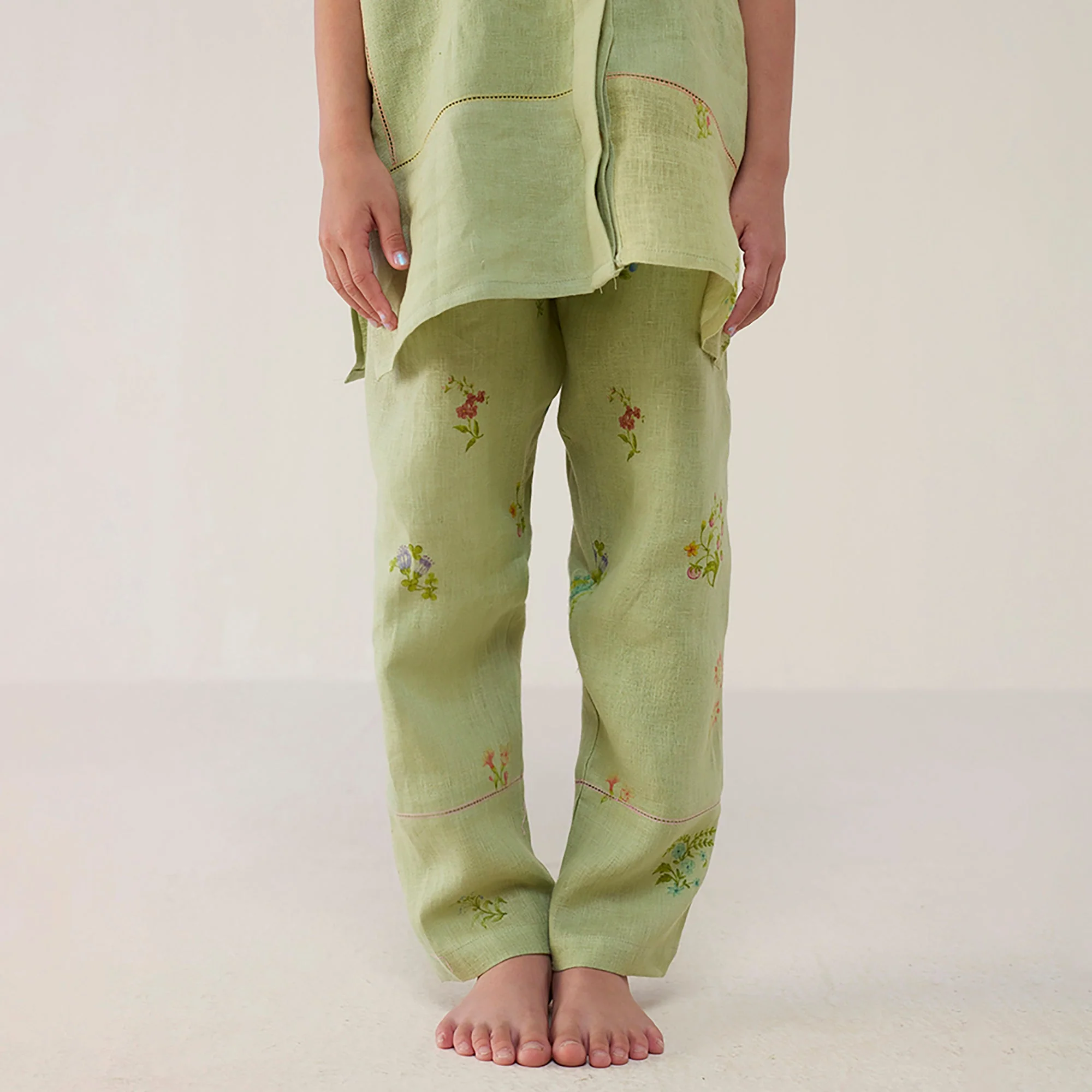 Nama Floral Linen Pant - Mint - Image 3