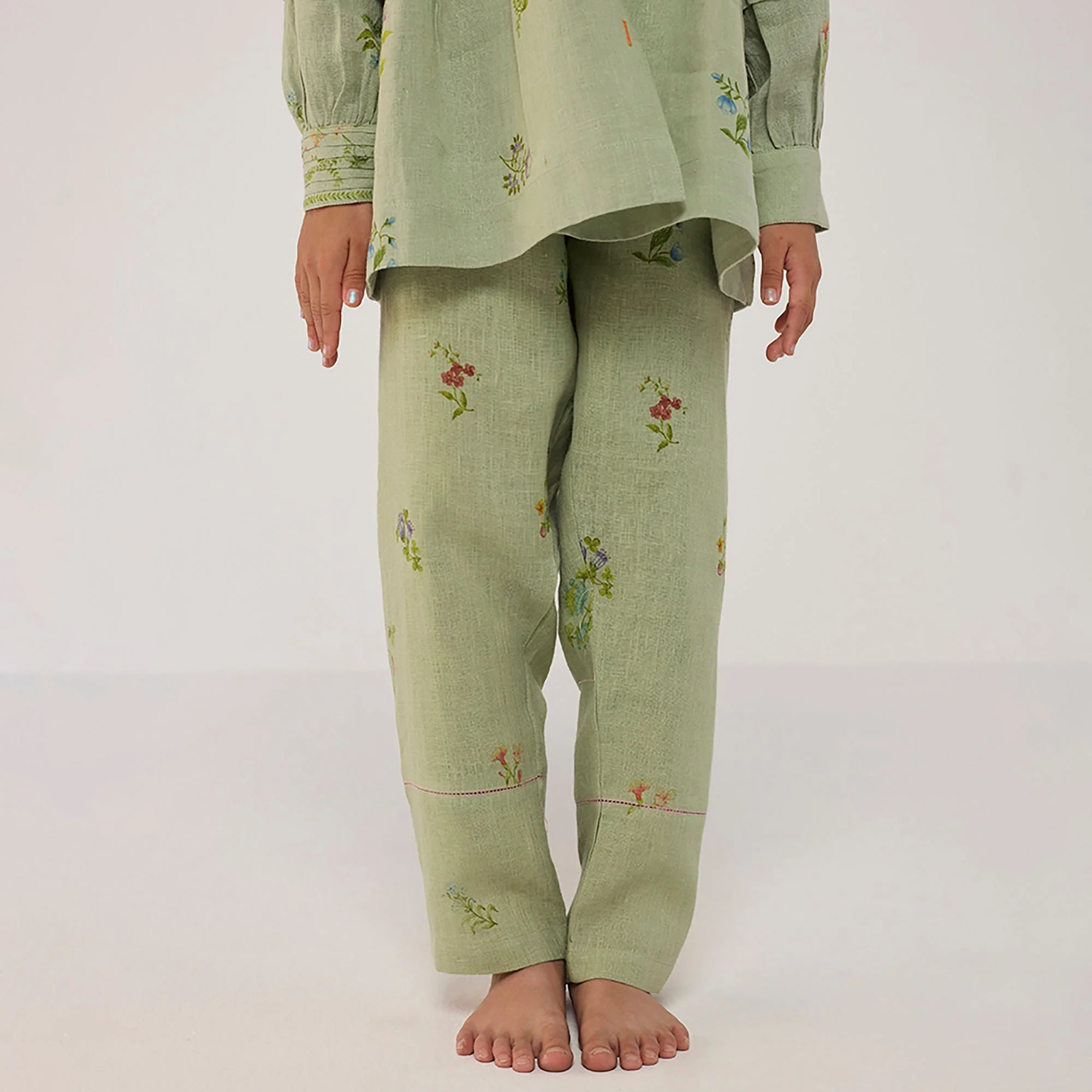 Nama Floral Linen Pant - Mint - Image 4