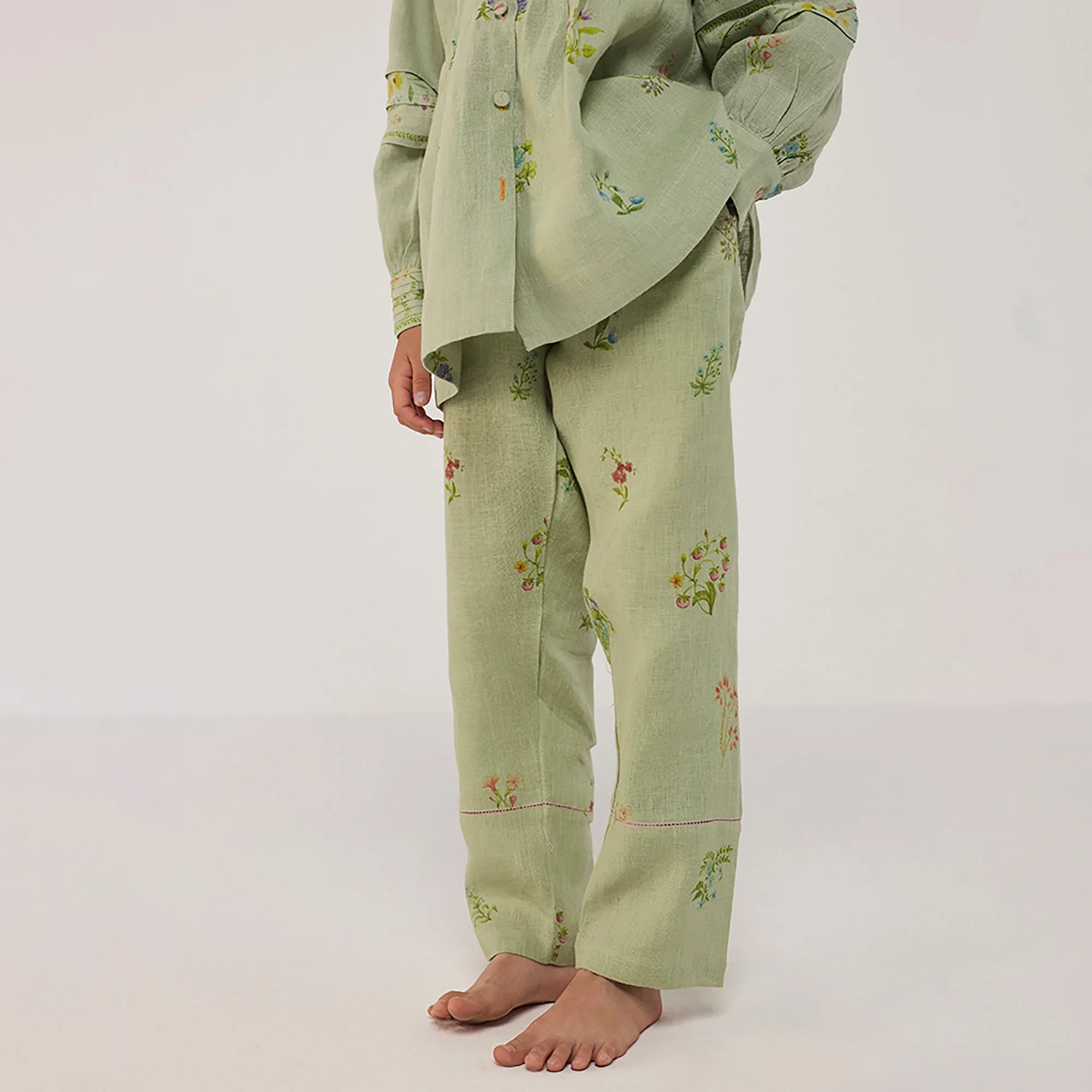 Nama Floral Linen Pant - Mint - Image 5