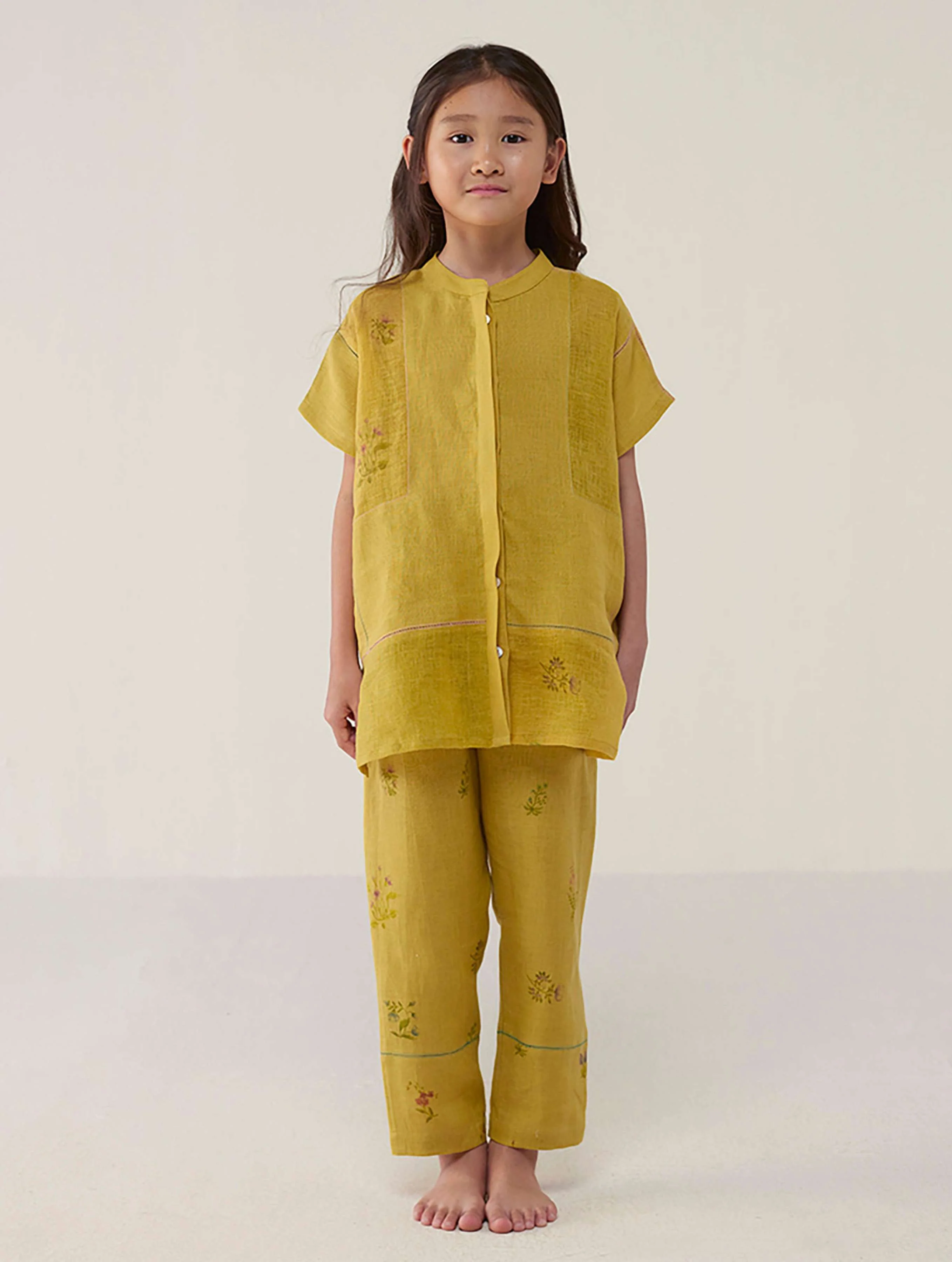 Nama Floral Linen Pant - Ochre