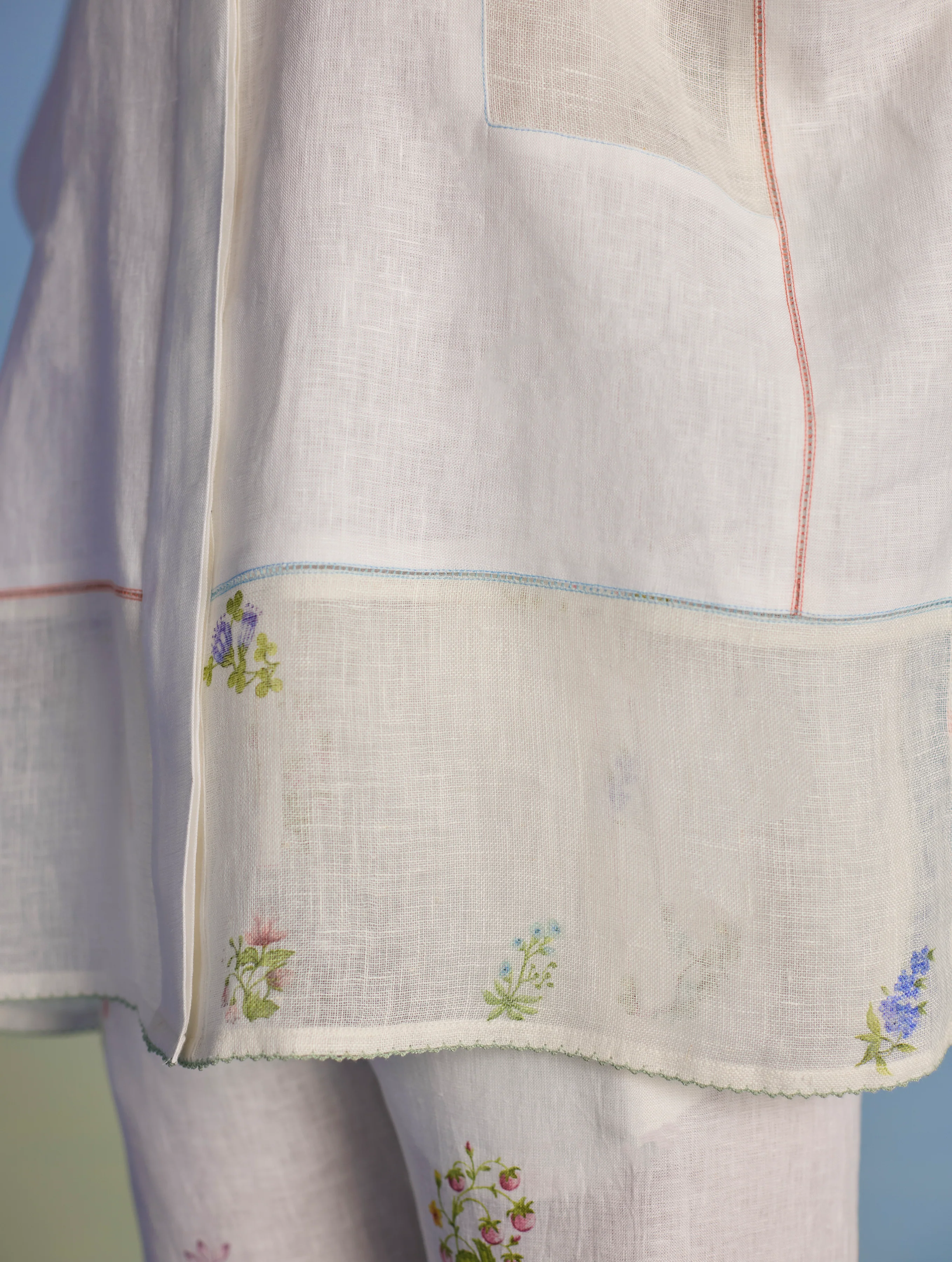 Nama Floral Linen Pant - White - Image 3