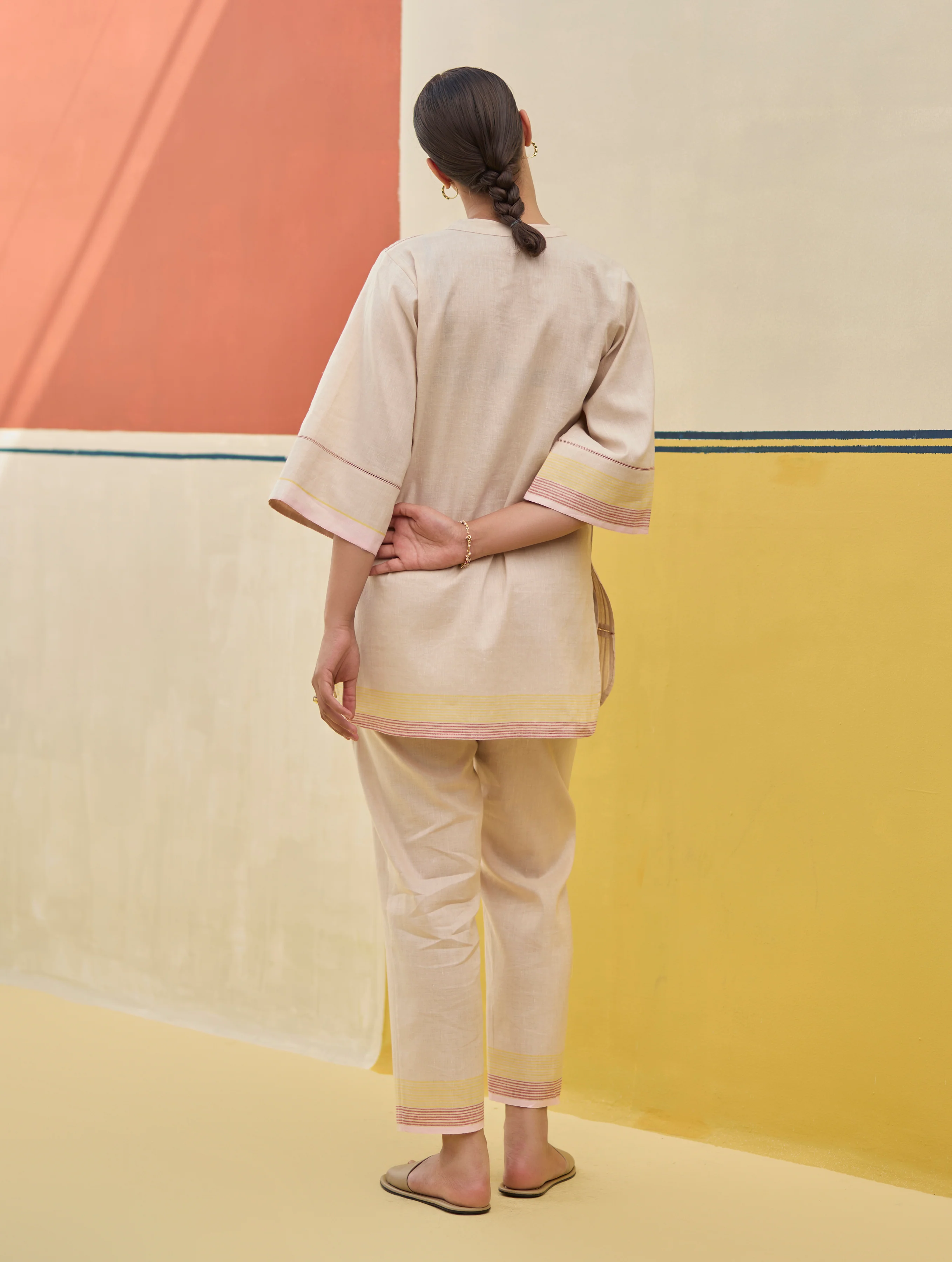 Neri Border Linen Co-ord Set - Sand - Image 5
