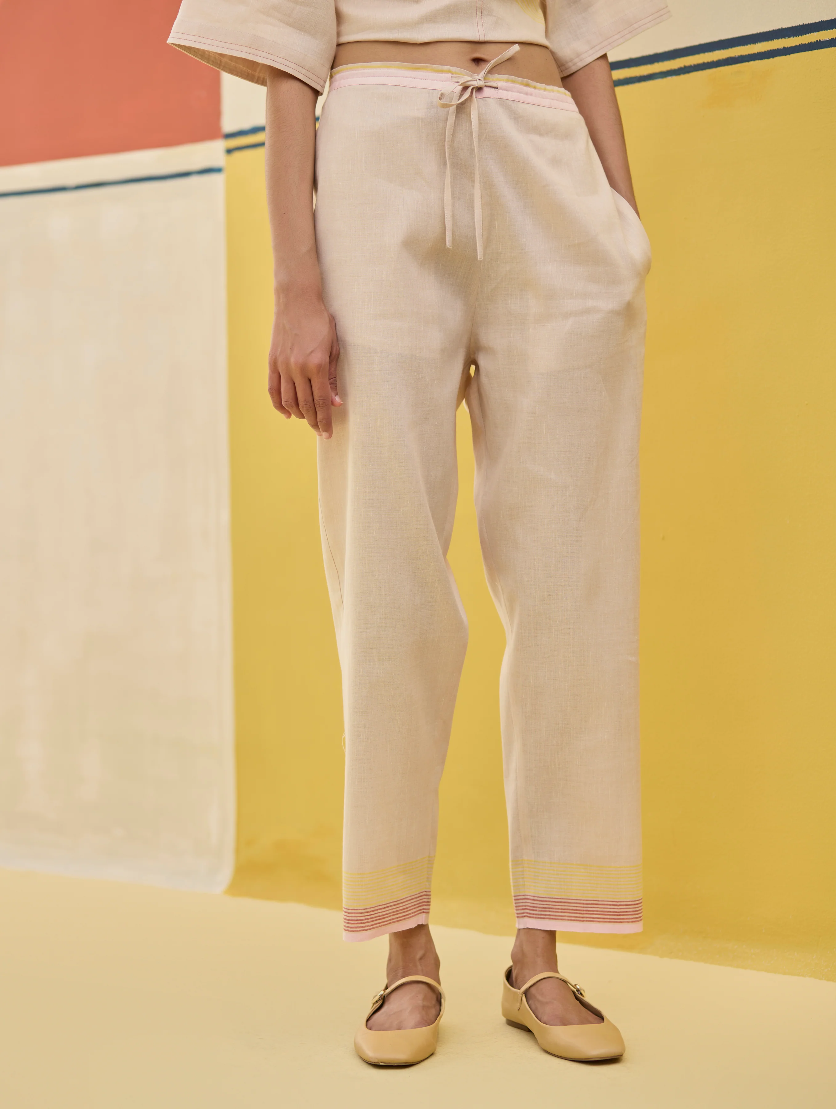 Neri Border Linen Co-ord Set - Sand - Image 6