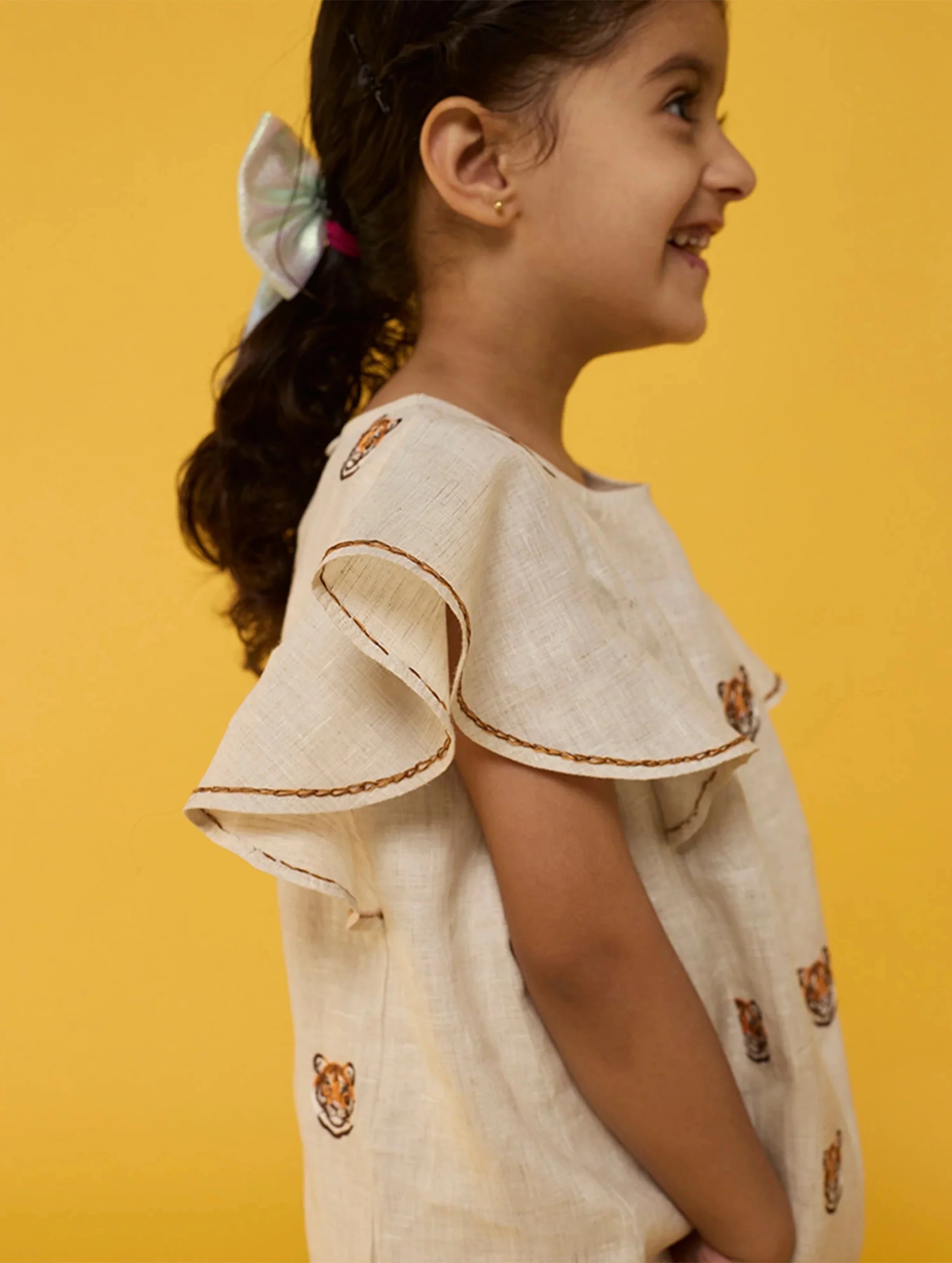 Nia Linen Dress - Natural - Image 3
