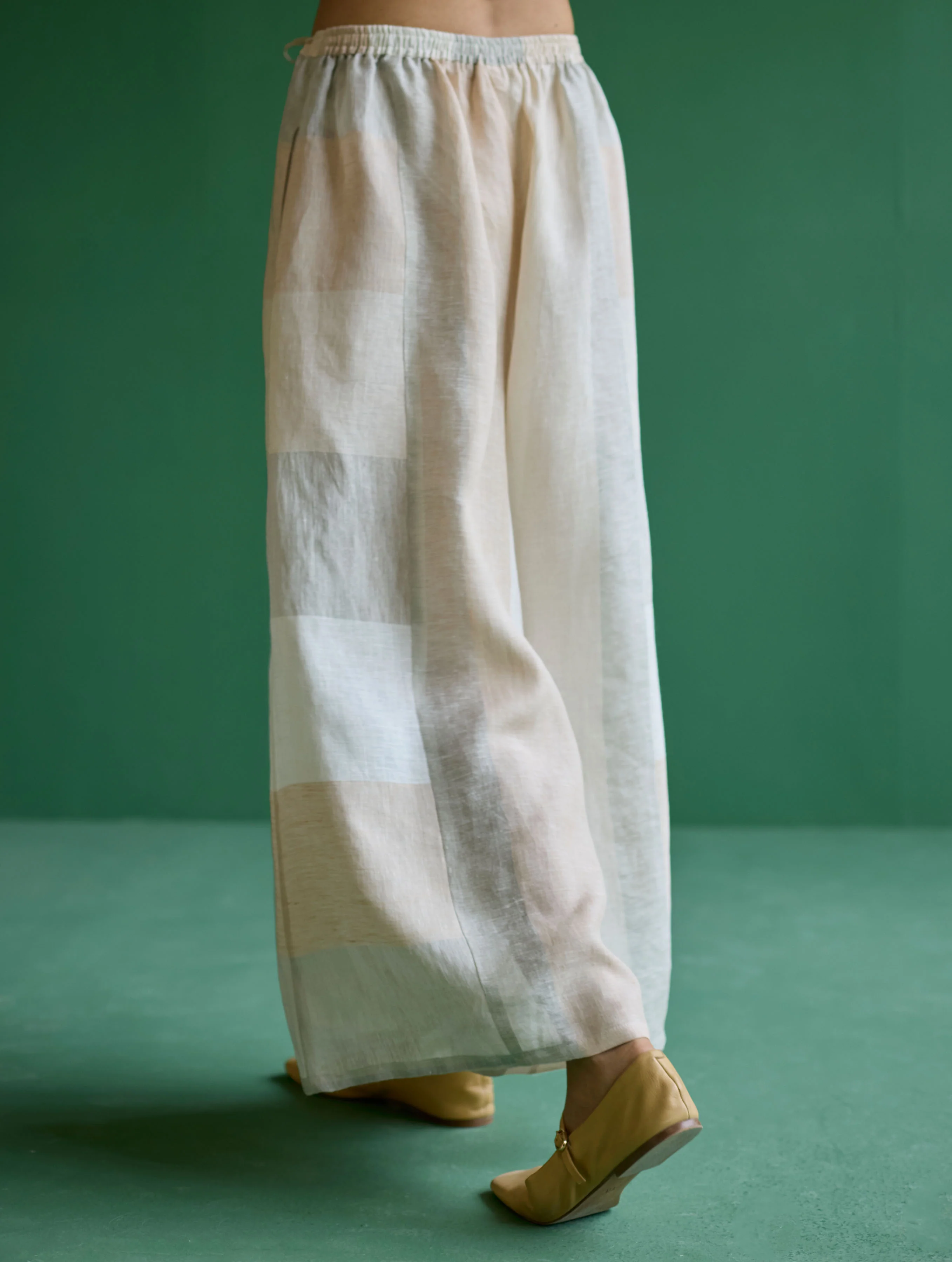 Nia Metallic Linen Culottes - Ivory - Image 3