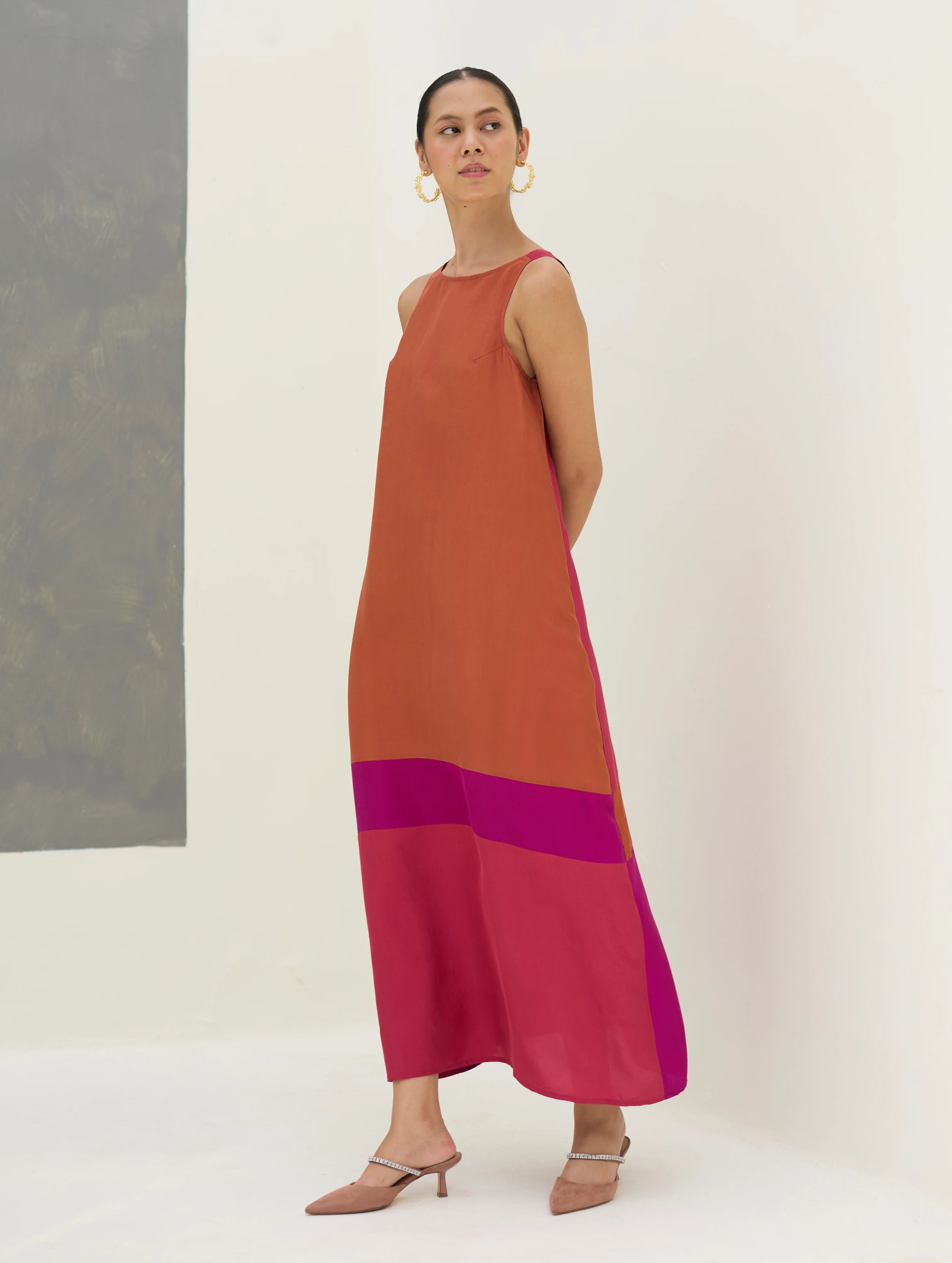 Nida Sleeveless Mulberry Silk Dress - Rose - Image 4