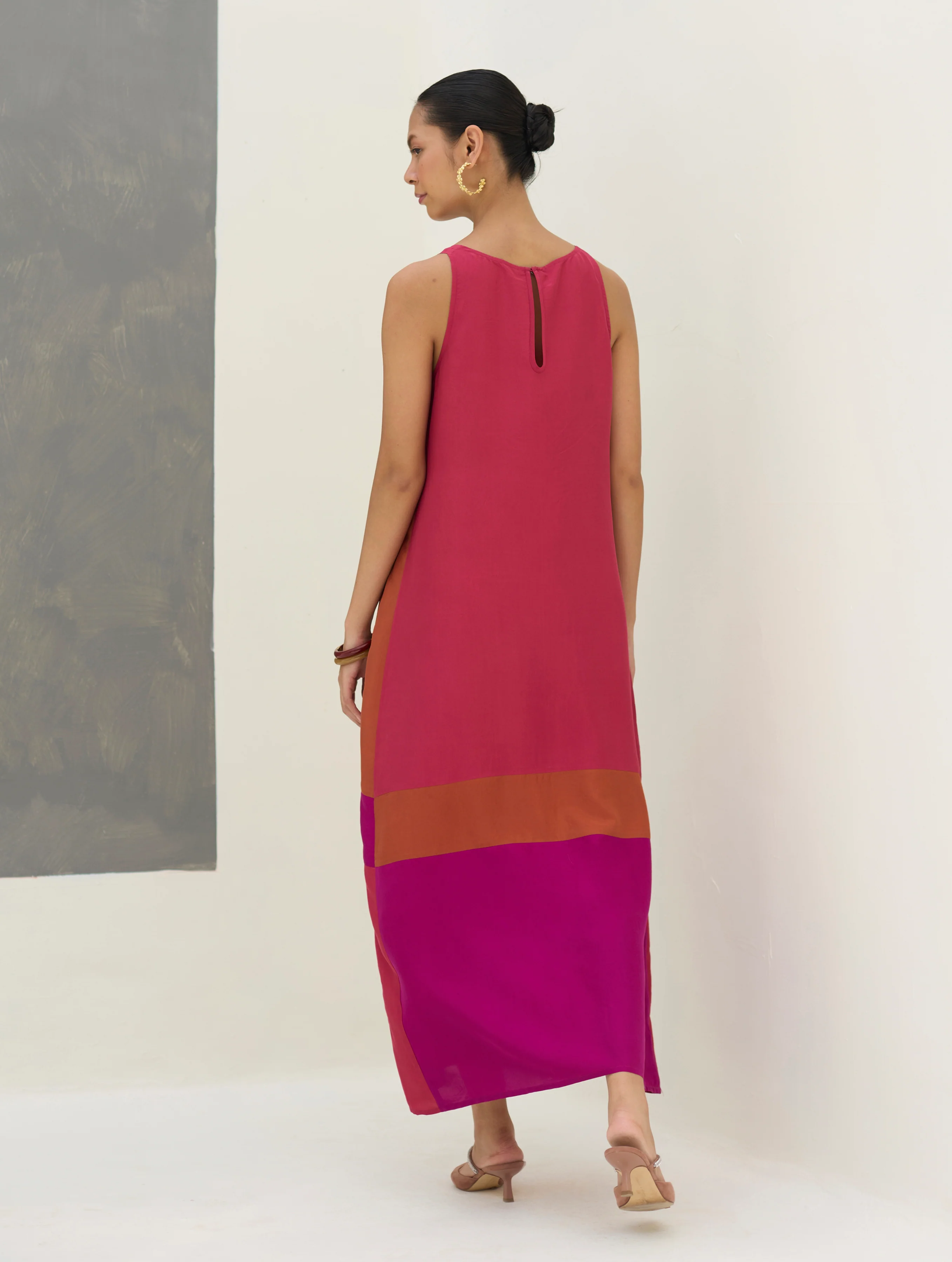 Nida Sleeveless Mulberry Silk Dress - Rose - Image 5