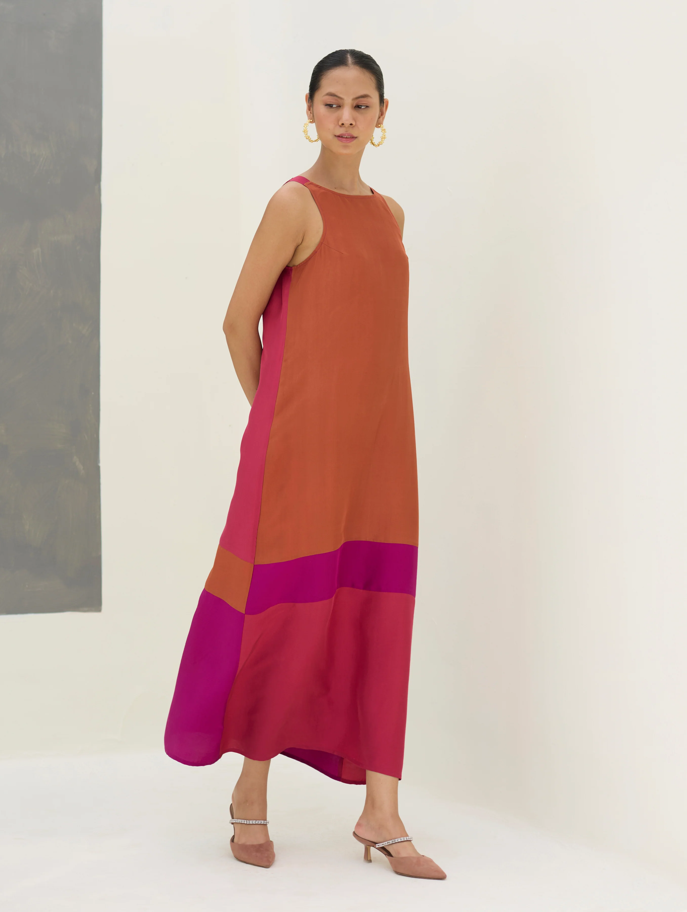 Nida Sleeveless Mulberry Silk Dress - Rose - Image 7
