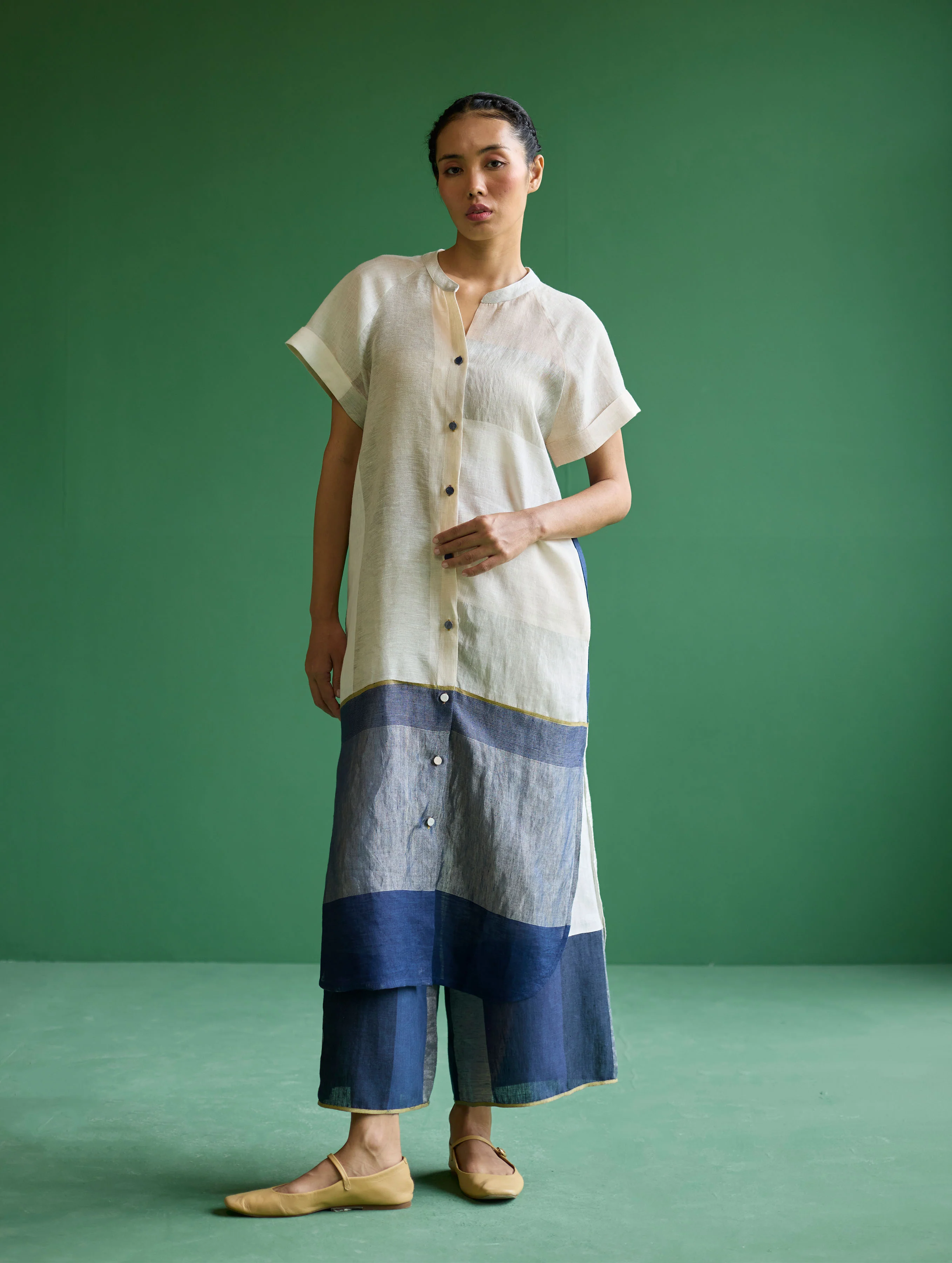 Nila Color-Blocked Co-ord Set - Ivory - Image 3