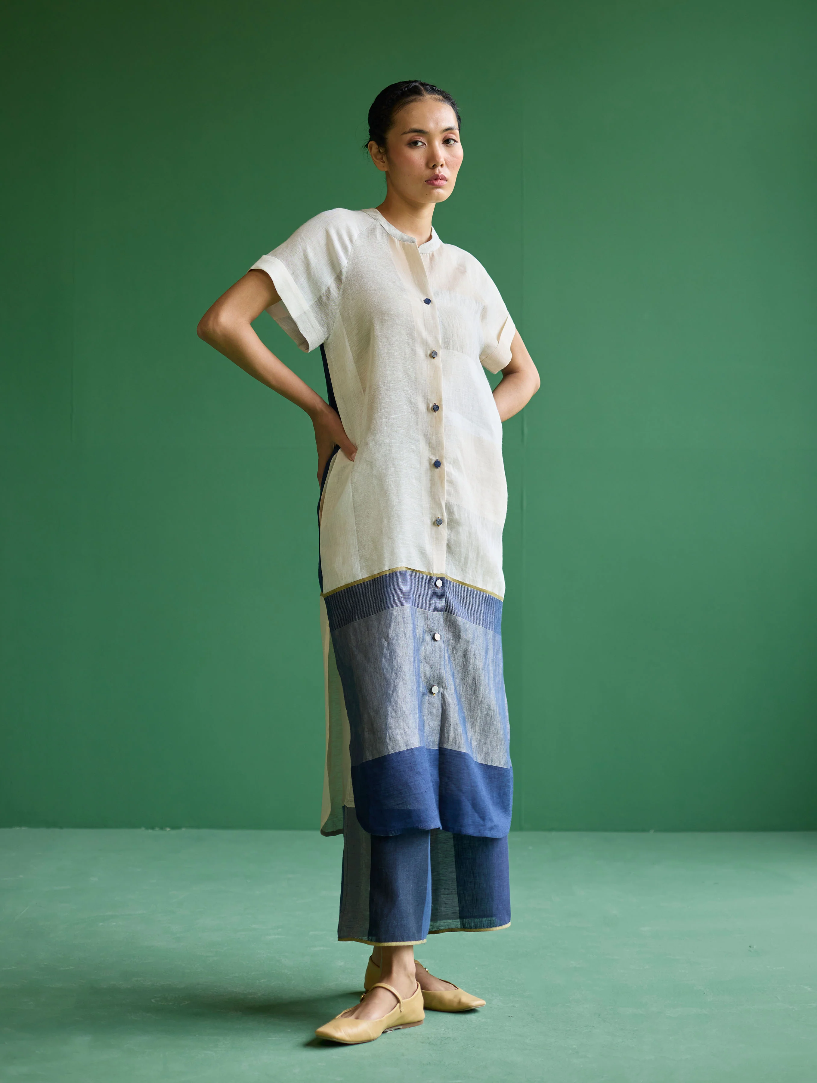 Nila Color-Blocked Co-ord Set - Ivory - Image 6