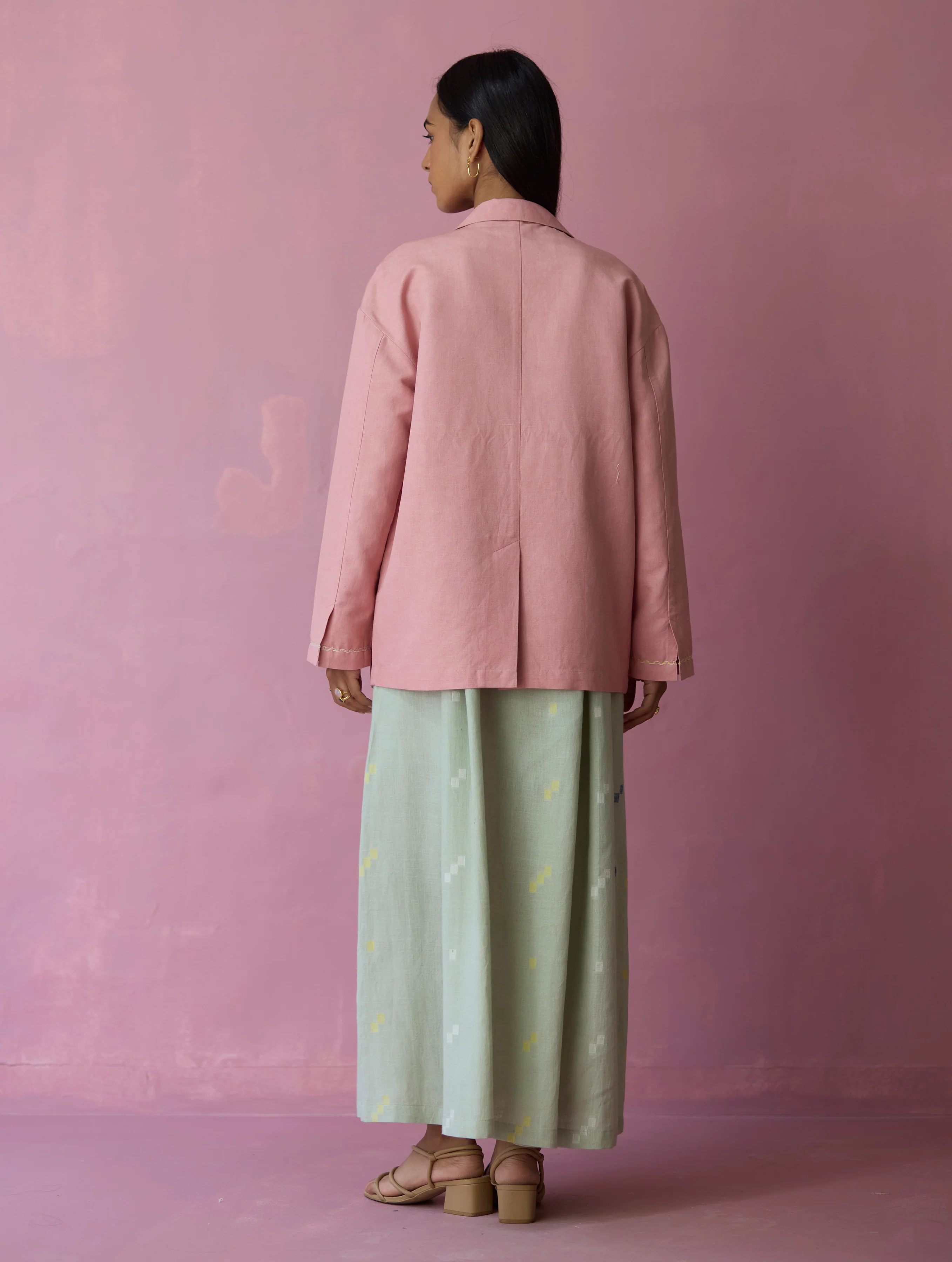 Nina Thick Linen Blazer - Rose - Image 9