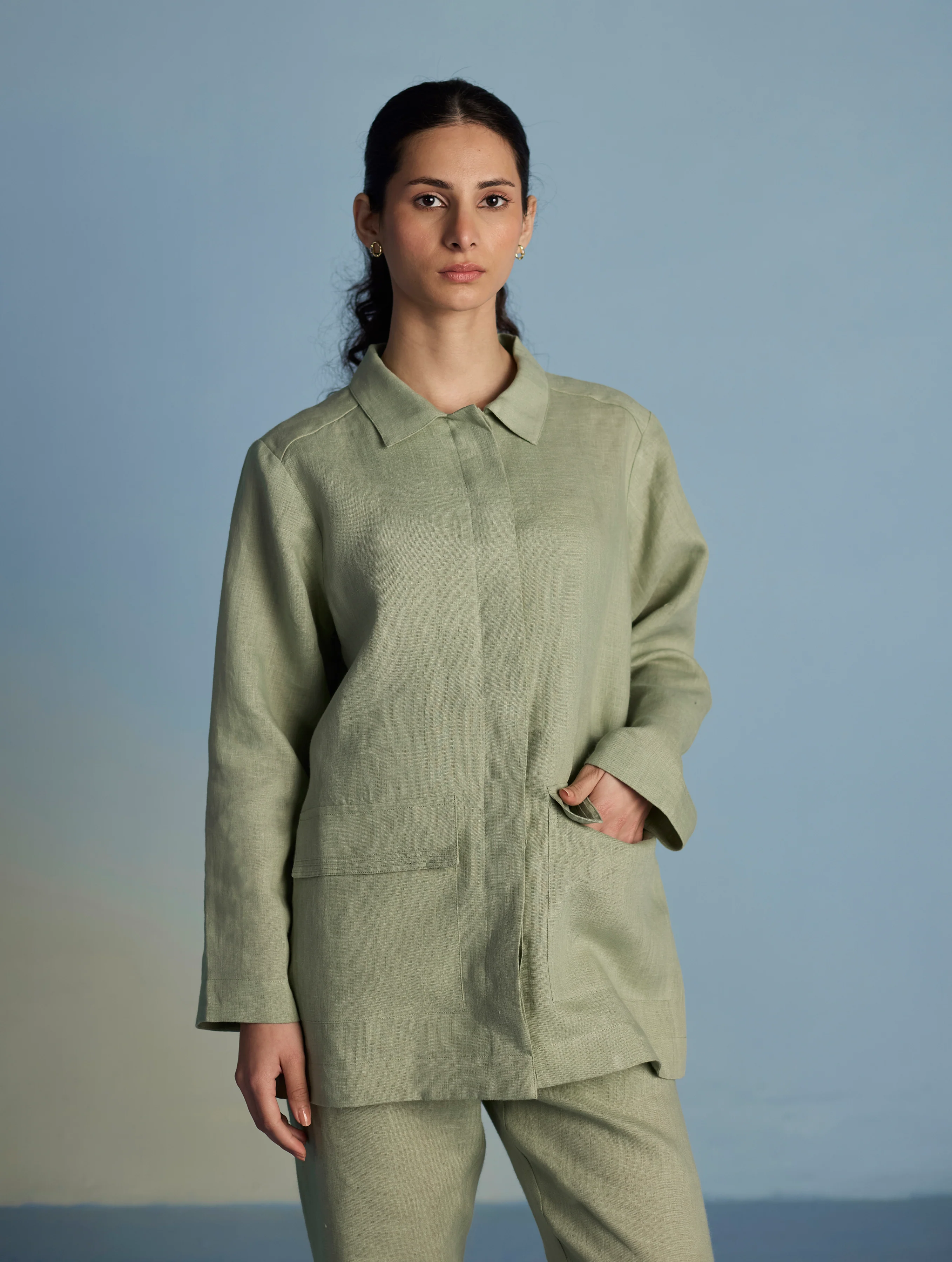 Nobu Signature Summer Linen Jacket - Mint - Image 9