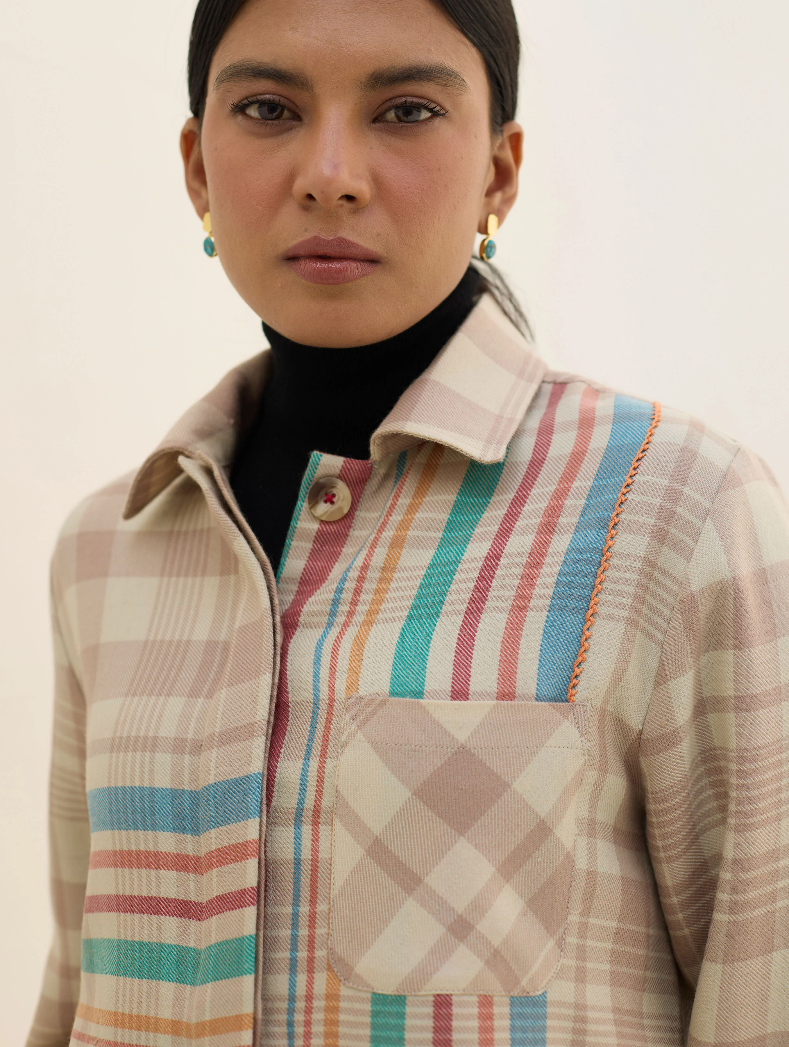 Noelle Merino Wool Shacket - Beige - Image 3