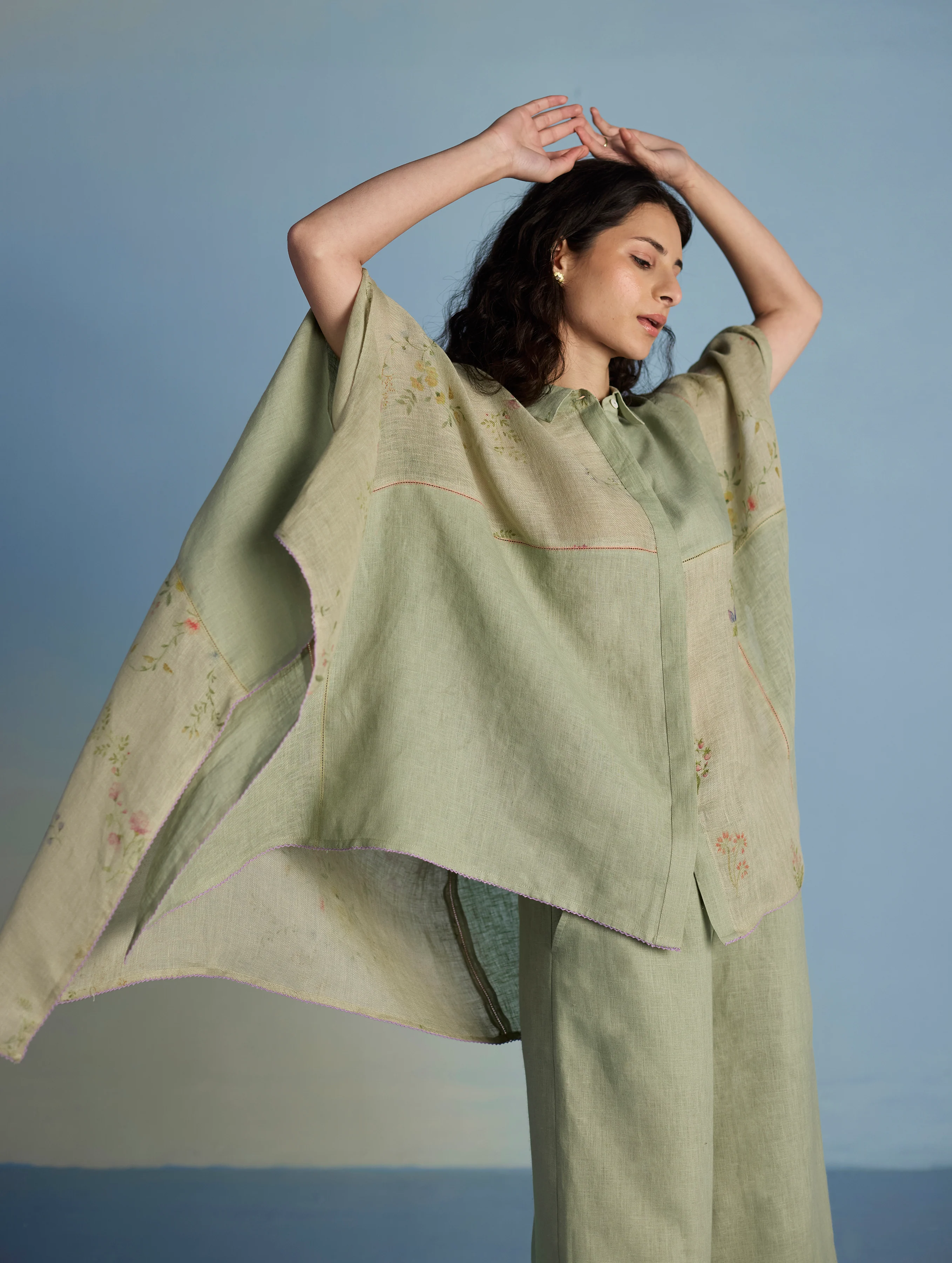 Osho Patchwork Kaftan Co-ord Set - Mint - Image 4