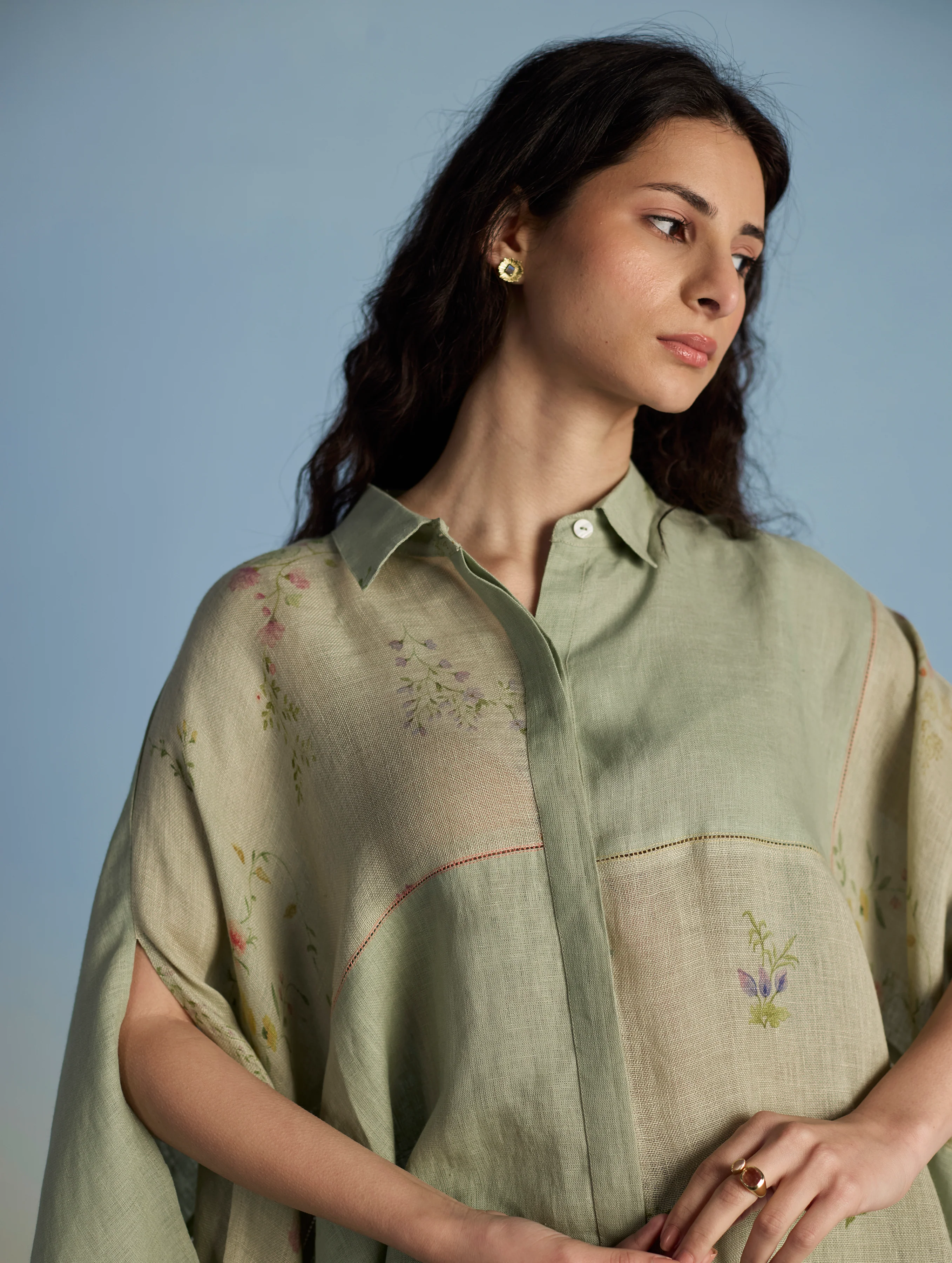 Osho Patchwork Kaftan Co-ord Set - Mint - Image 5