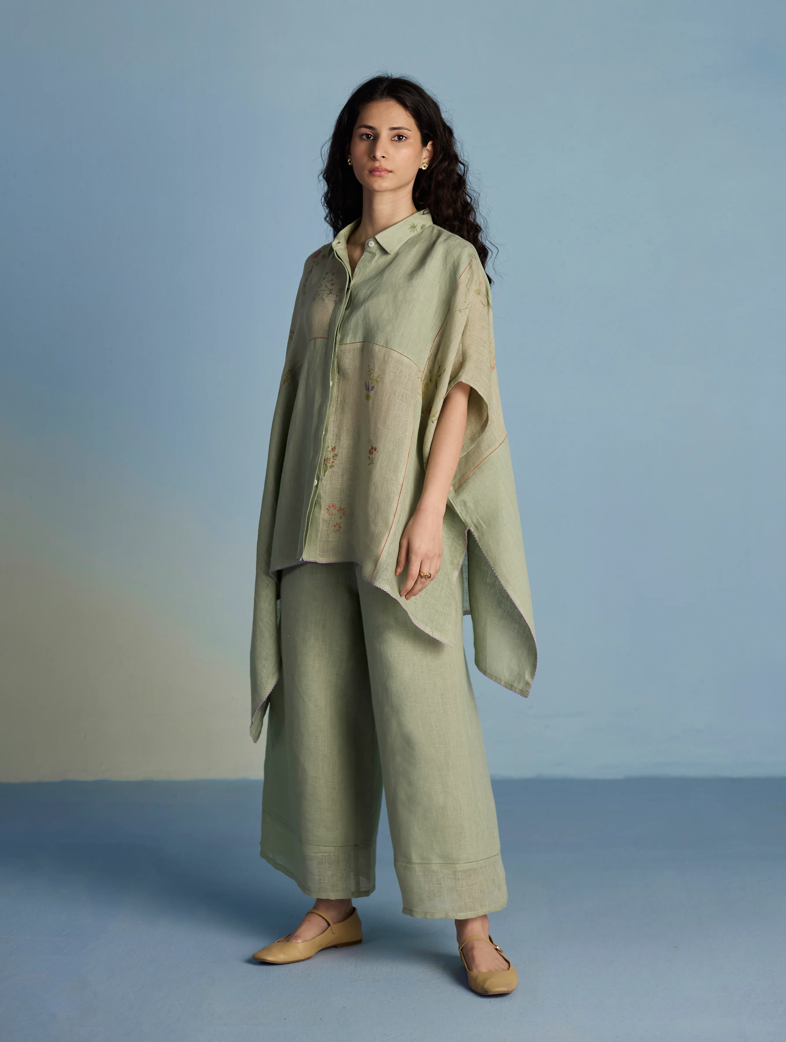 Osho Patchwork Kaftan Co-ord Set - Mint - Image 6