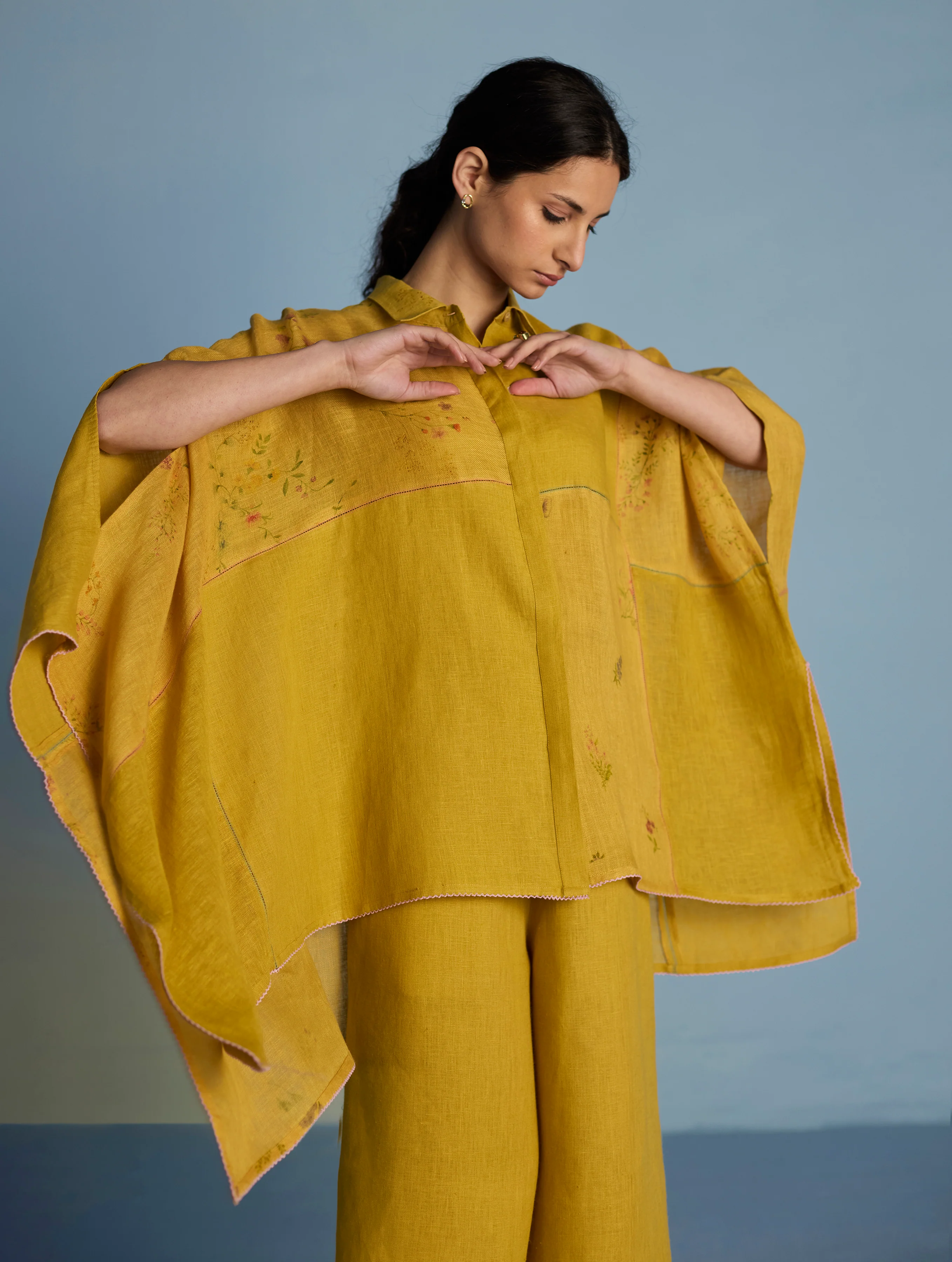 Osho Patchwork Kaftan Co-ord Set - Ochre - Image 7