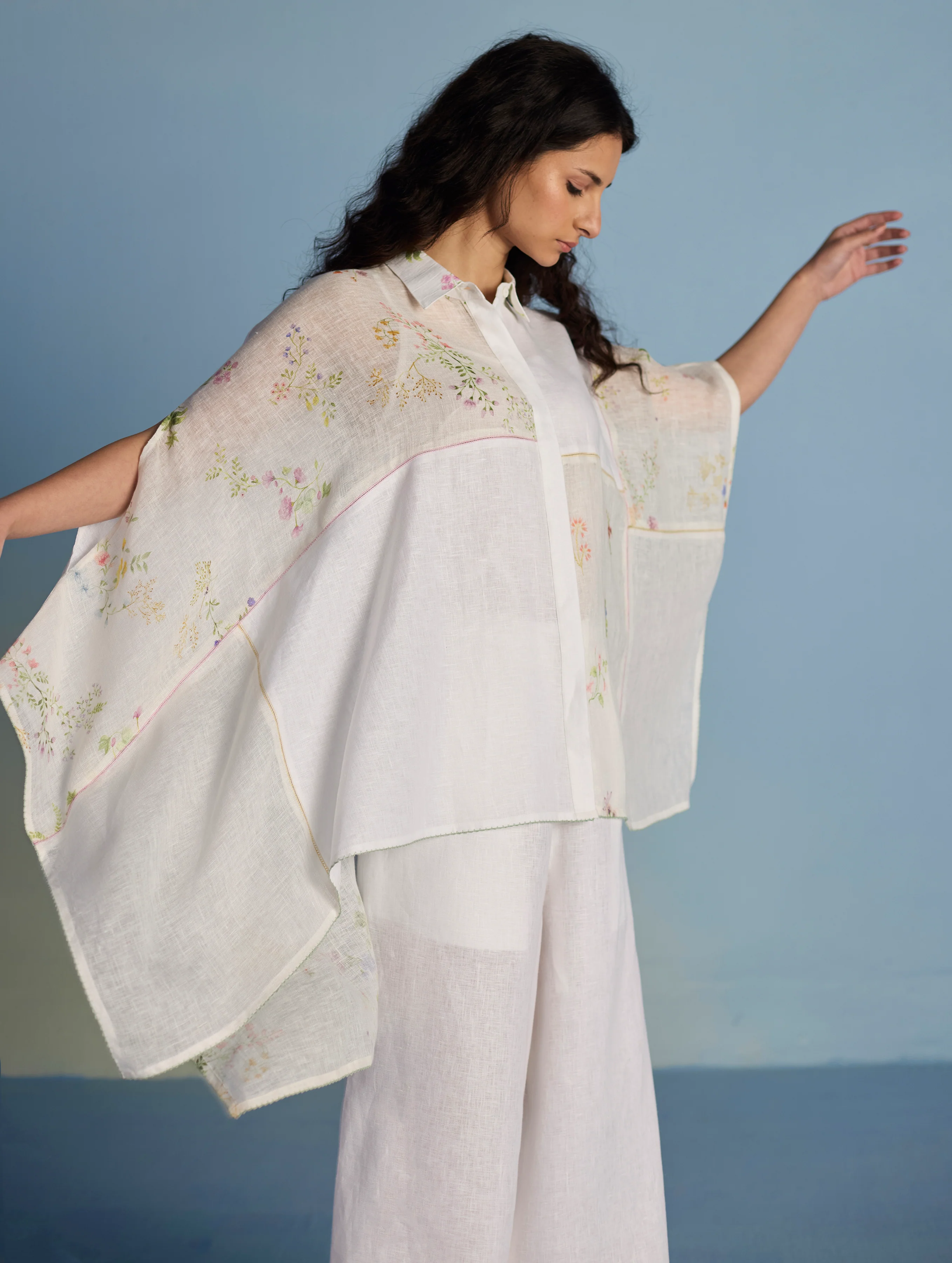 Osho Patchwork Kaftan Co-ord Set - White - Image 2
