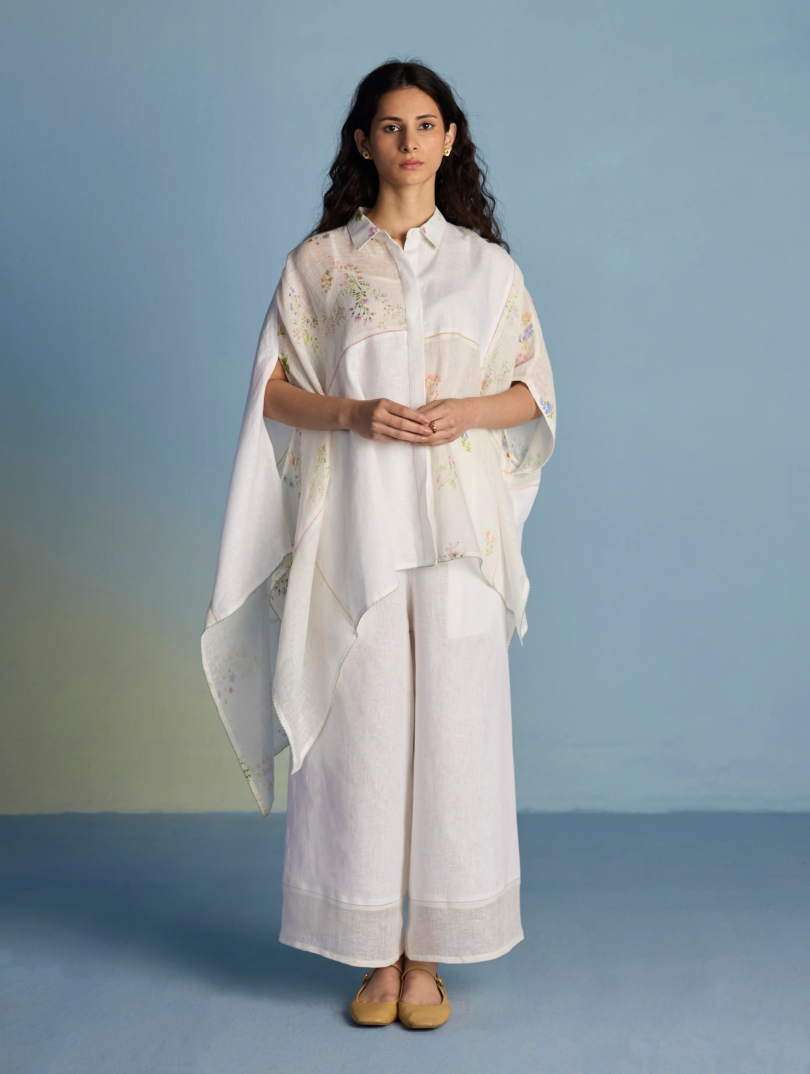 Osho Patchwork Kaftan Co-ord Set - White - Image 3