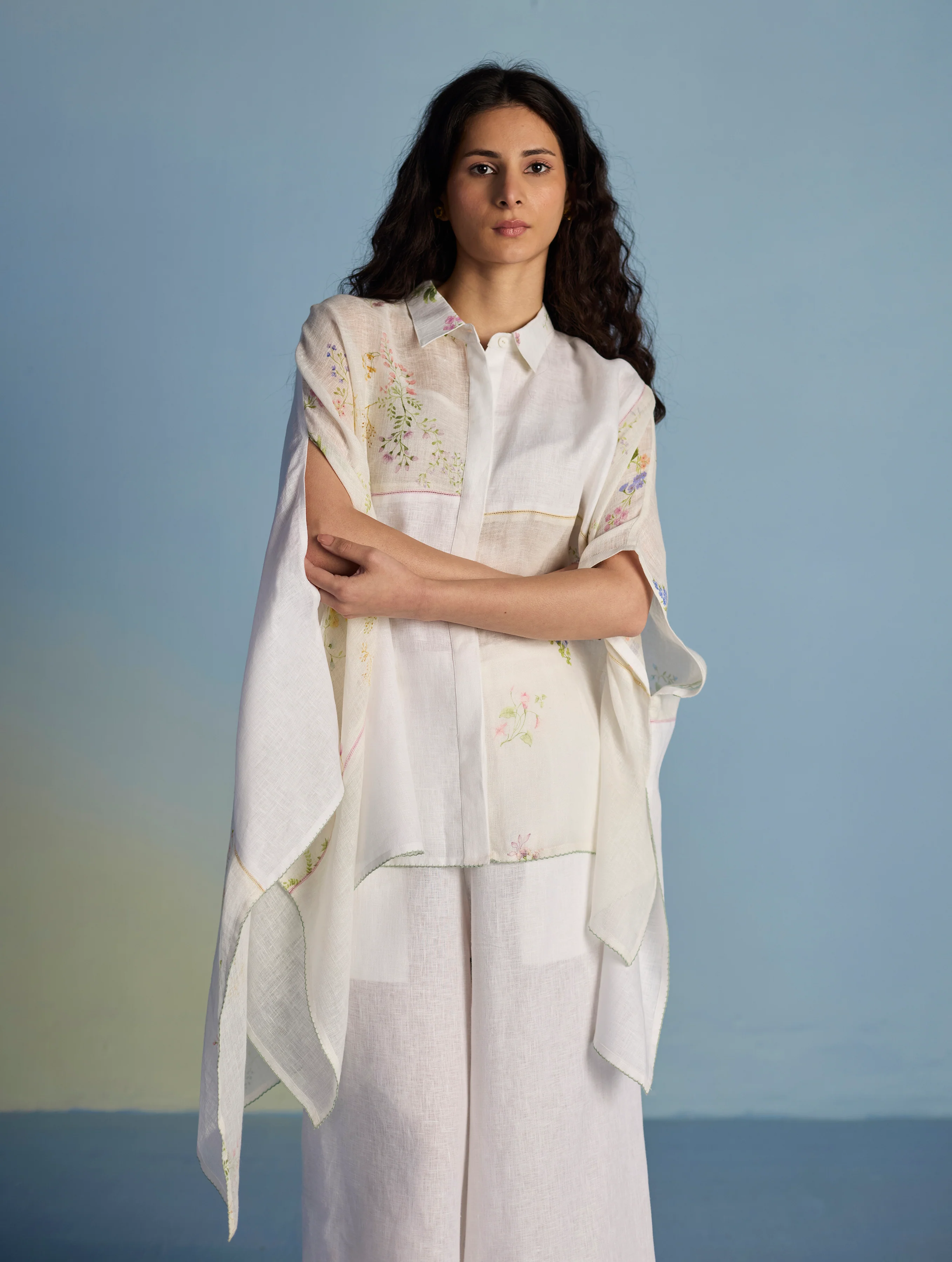 Osho Patchwork Kaftan Co-ord Set - White - Image 9