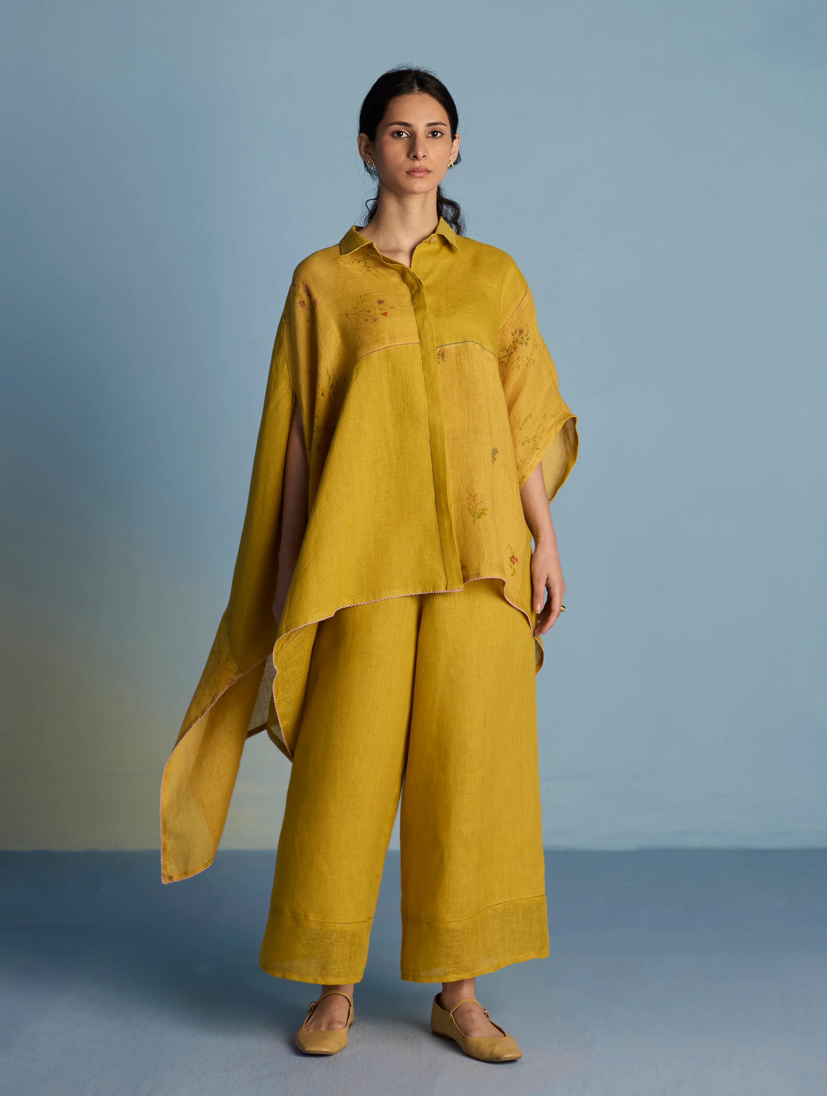 Osho Patchwork Kaftan Shirt - Ochre - Image 4
