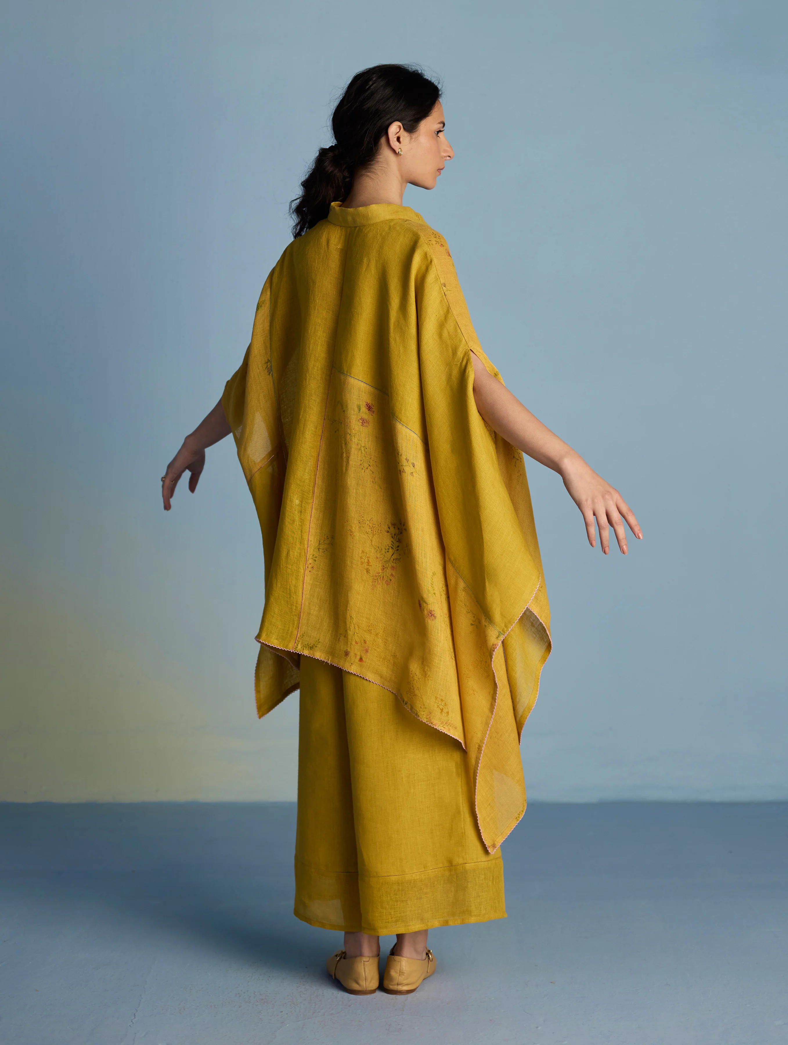 Osho Patchwork Kaftan Shirt - Ochre - Image 5