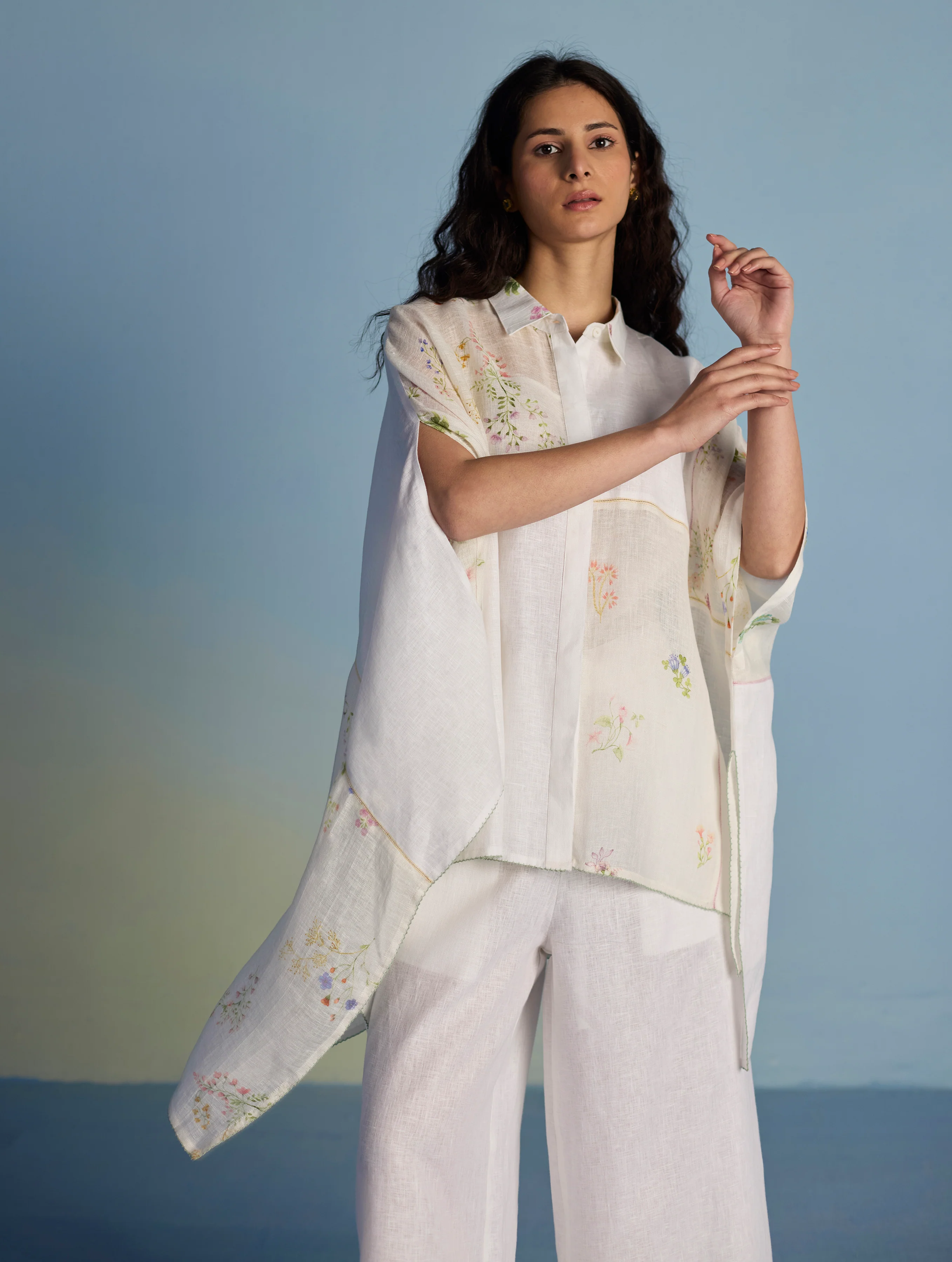 Osho Patchwork Kaftan Shirt - White - Image 5