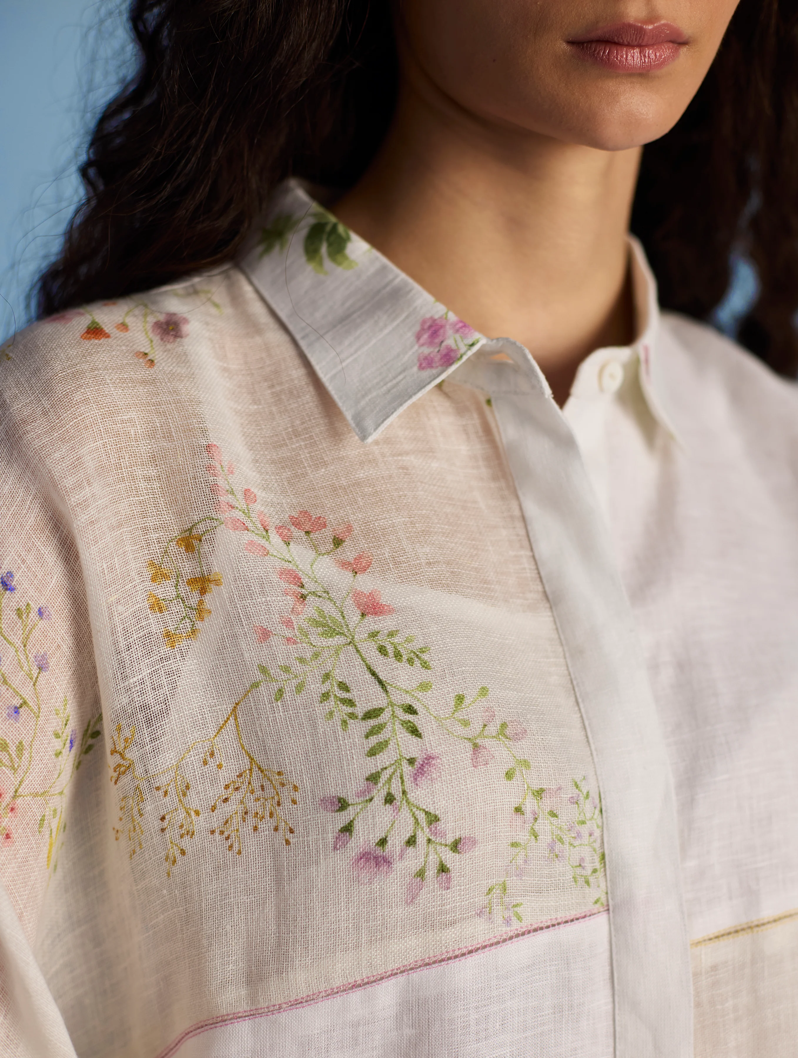 Osho Patchwork Kaftan Shirt - White - Image 6