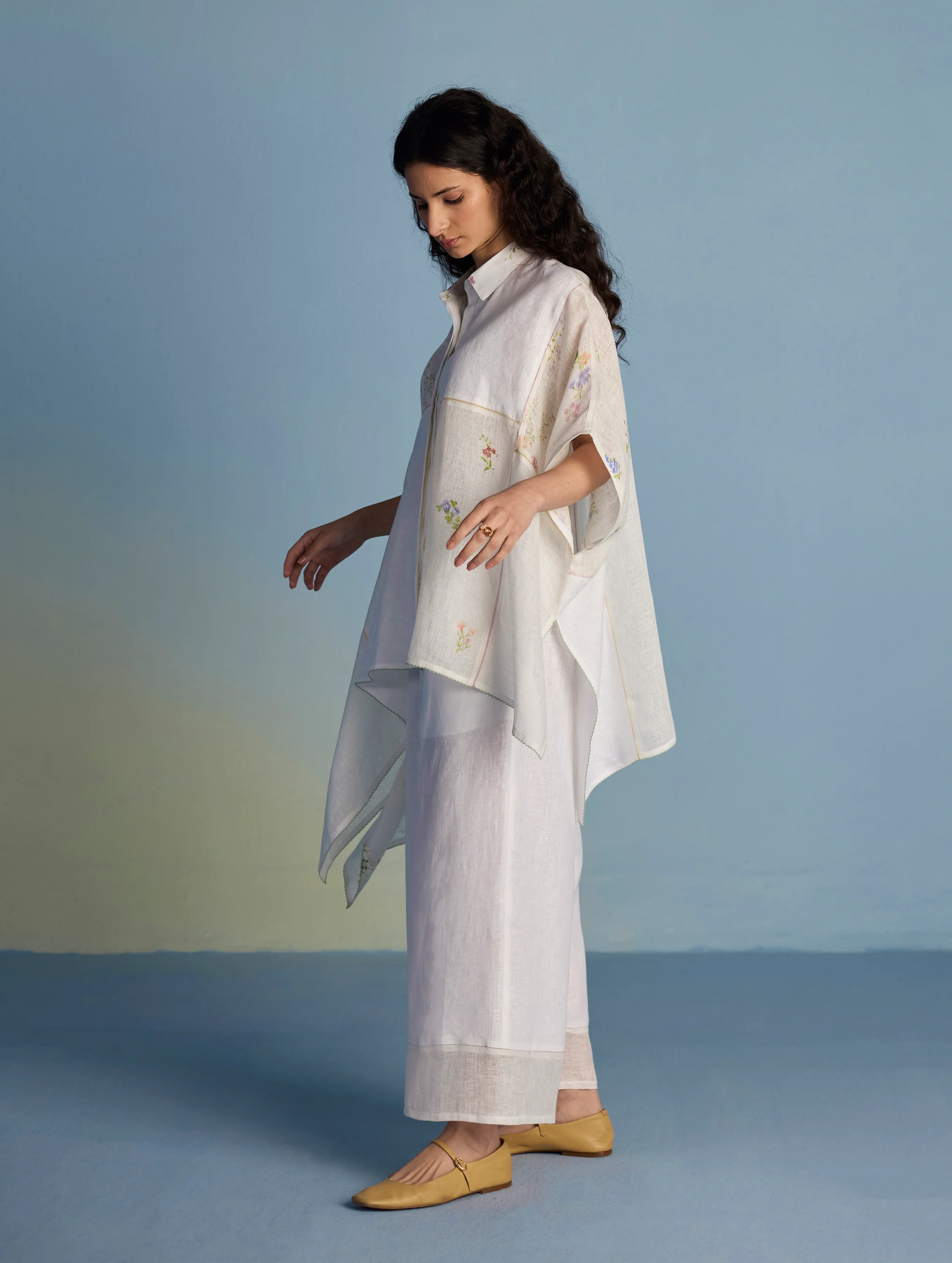 Osho Patchwork Kaftan Shirt - White - Image 8