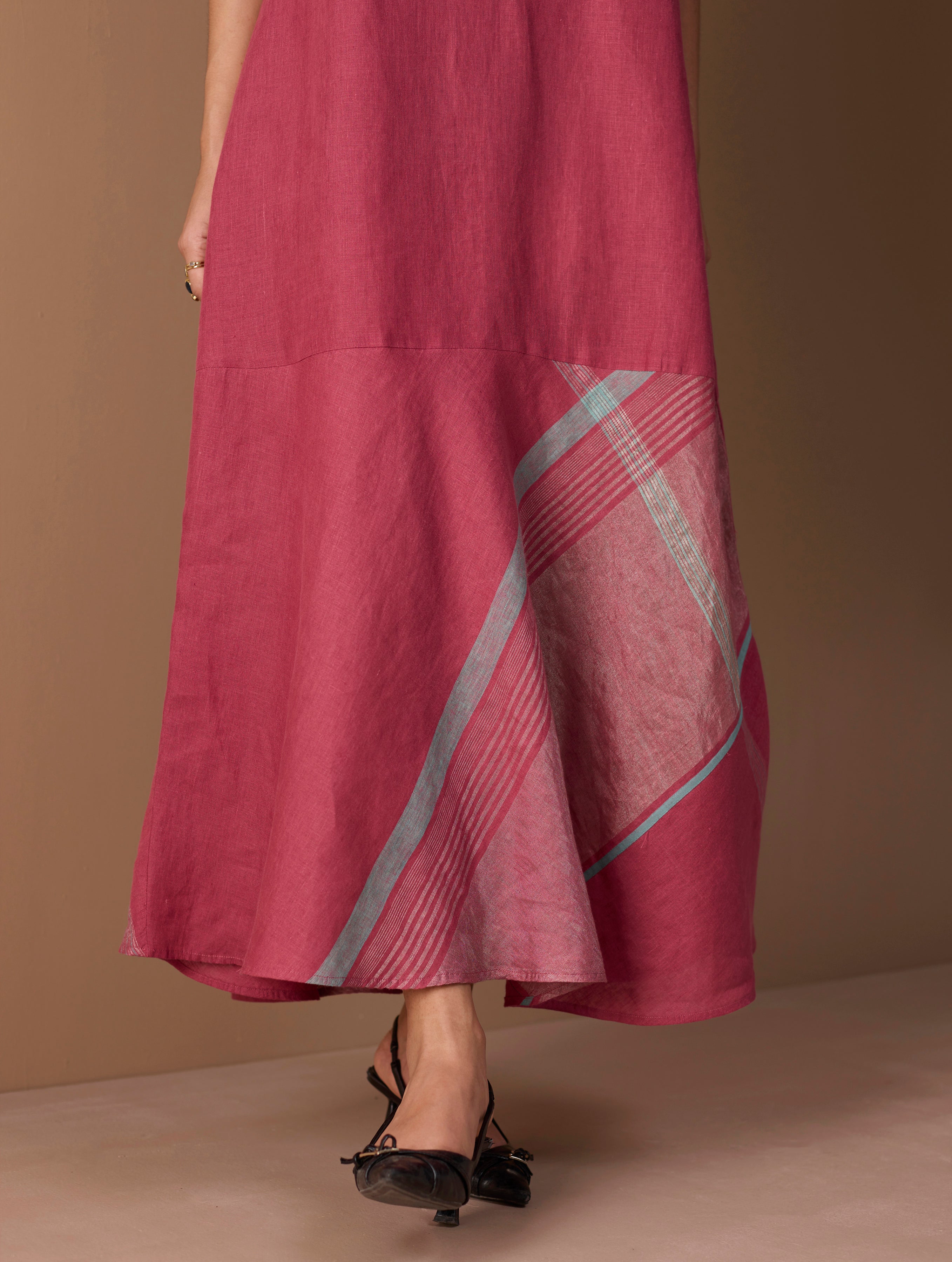 Pana Bias Panel Metallic Dress - Metallic Crimson - Image 2