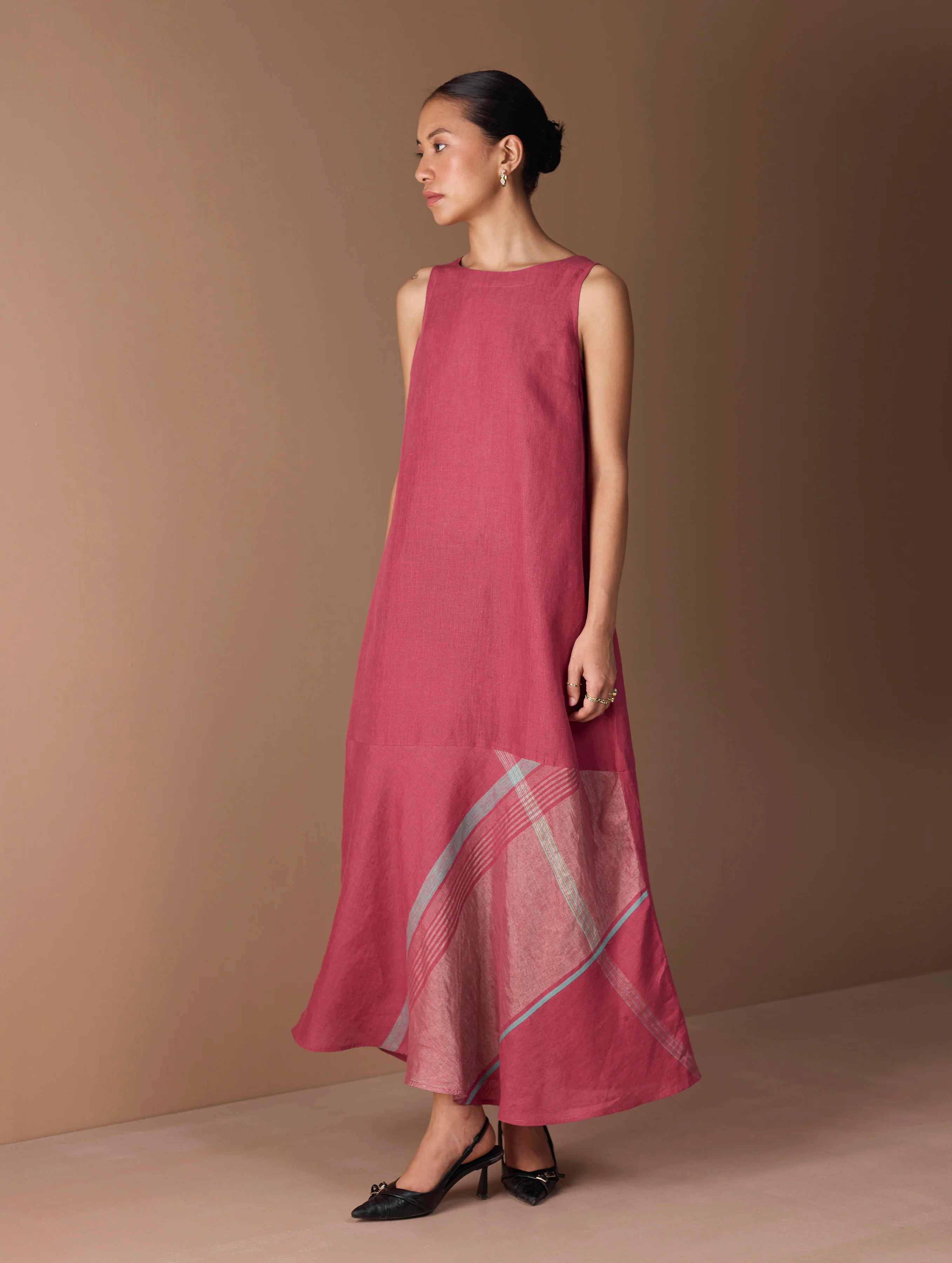 Pana Bias Panel Metallic Dress - Metallic Crimson - Image 3