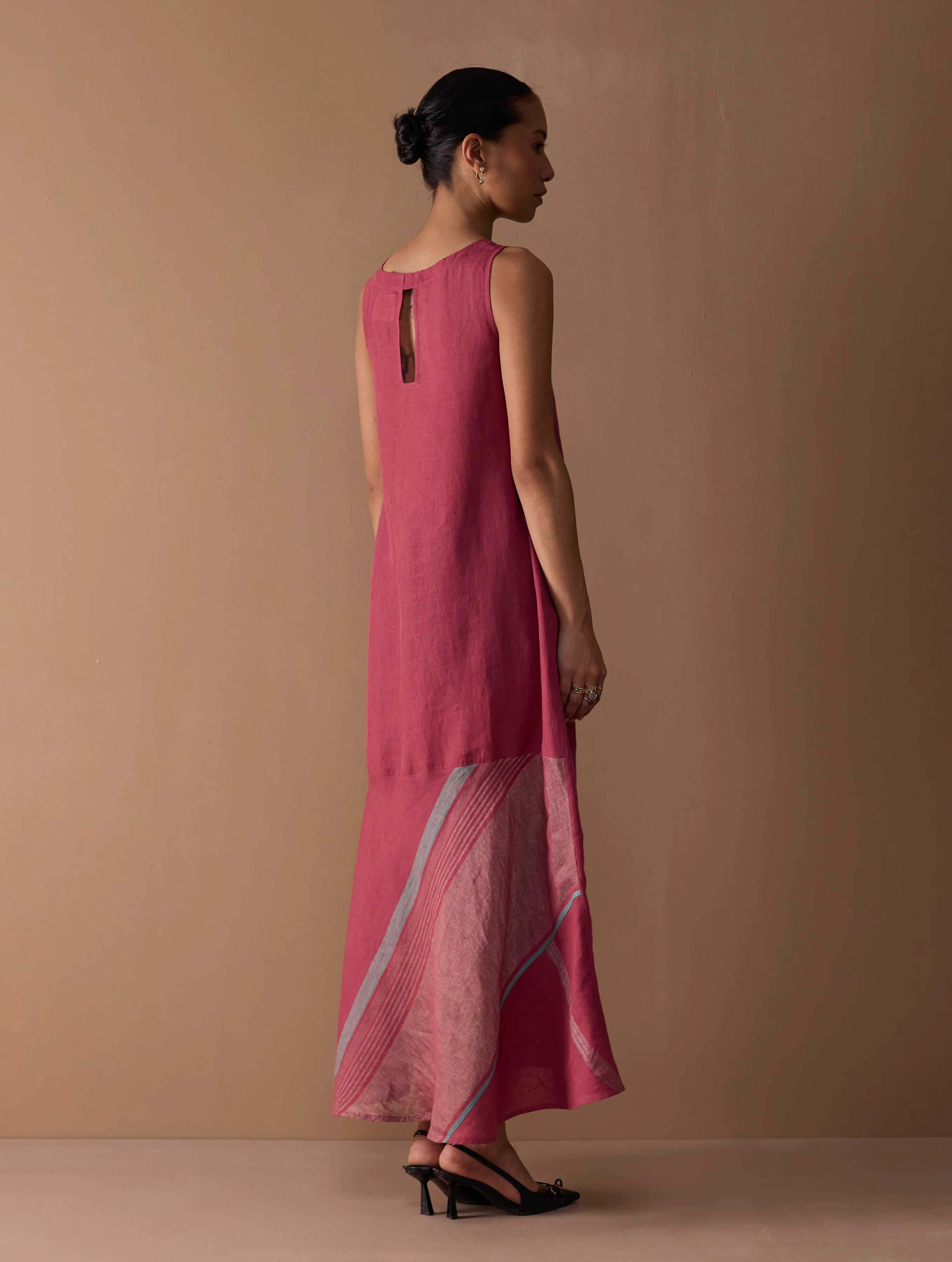 Pana Bias Panel Metallic Dress - Metallic Crimson - Image 5