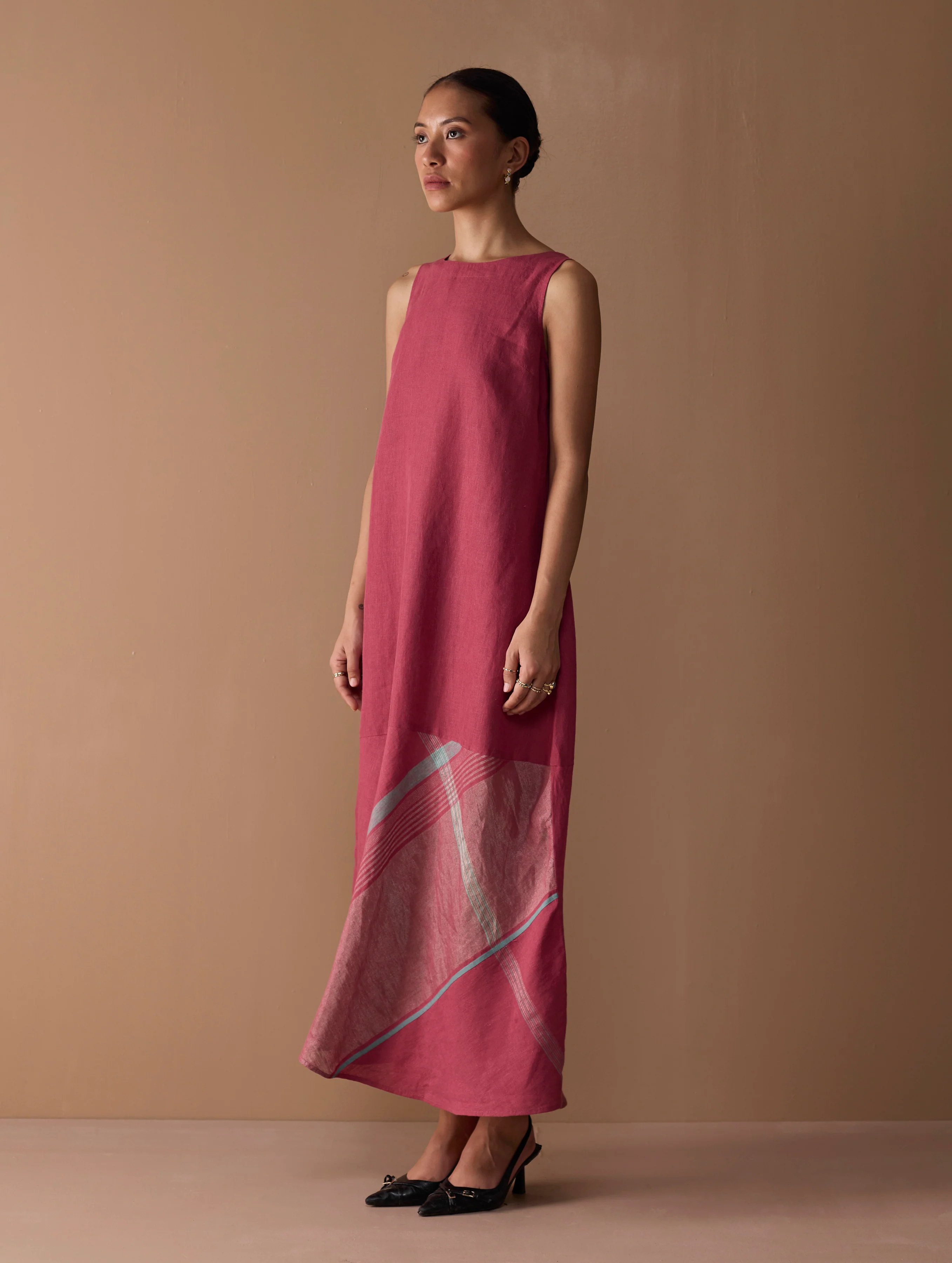 Pana Bias Panel Metallic Dress - Metallic Crimson - Image 6