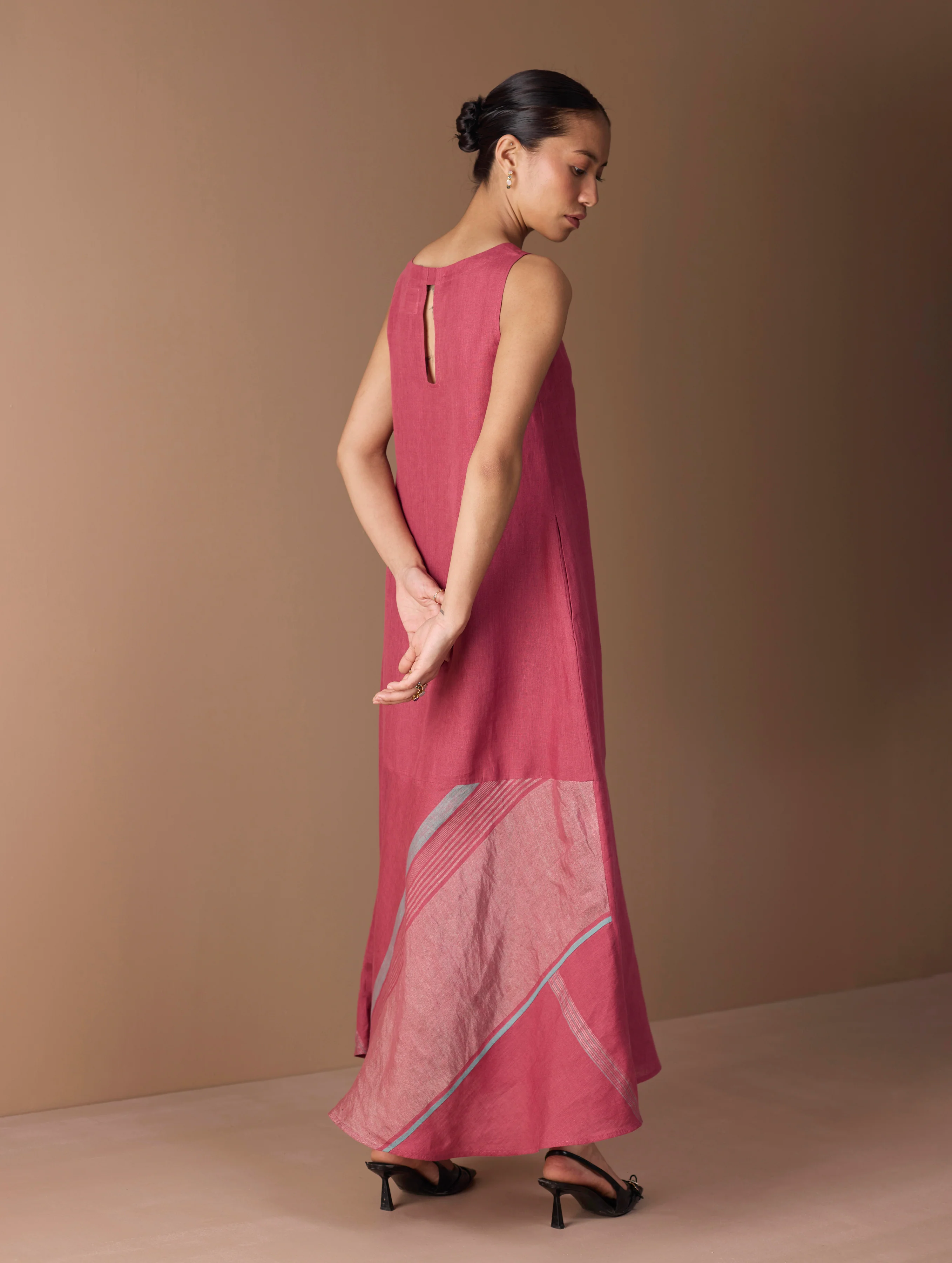 Pana Bias Panel Metallic Dress - Metallic Crimson - Image 8