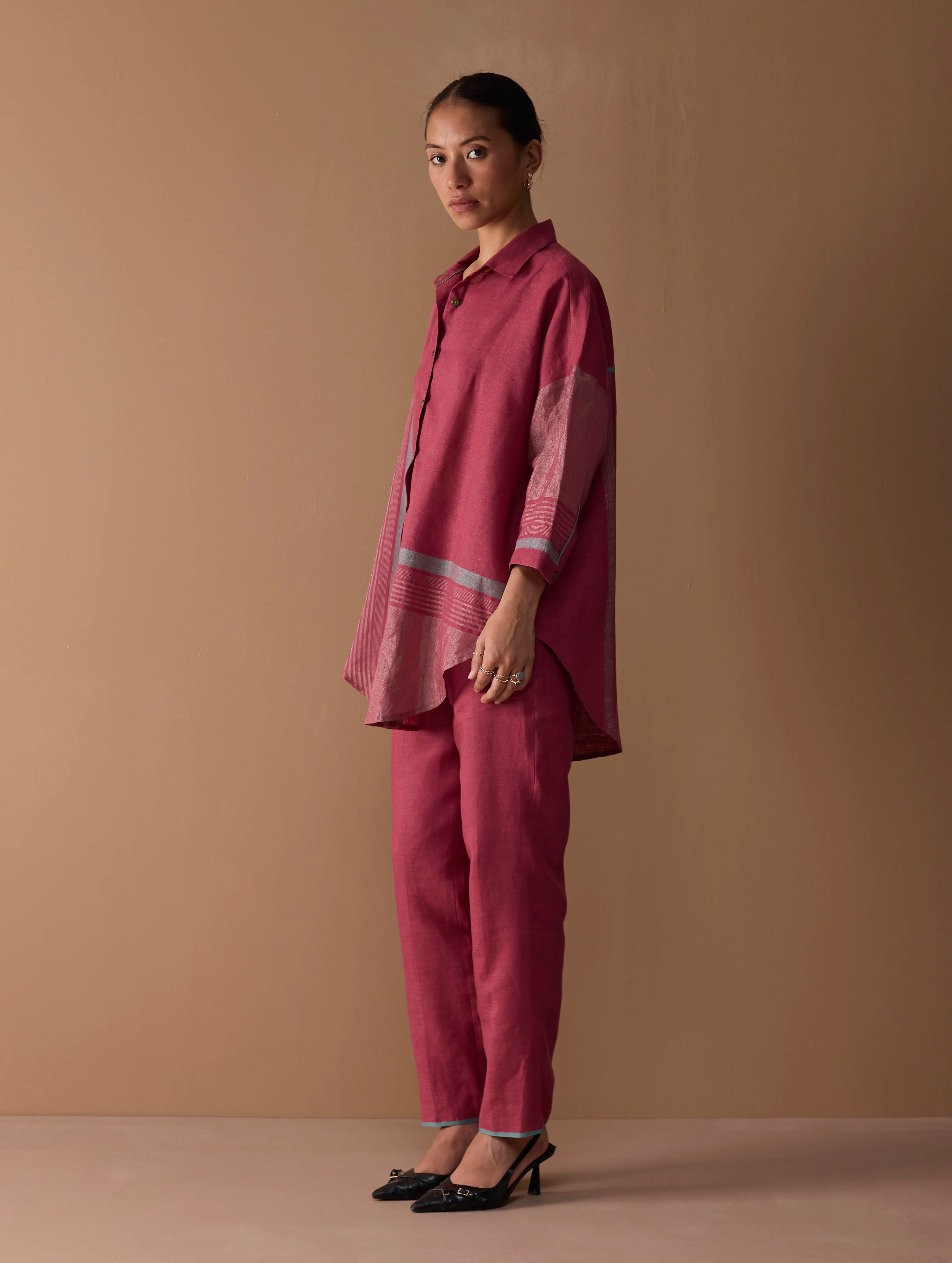 Parisa Tapered Selvedge Pant - Crimson - Image 2