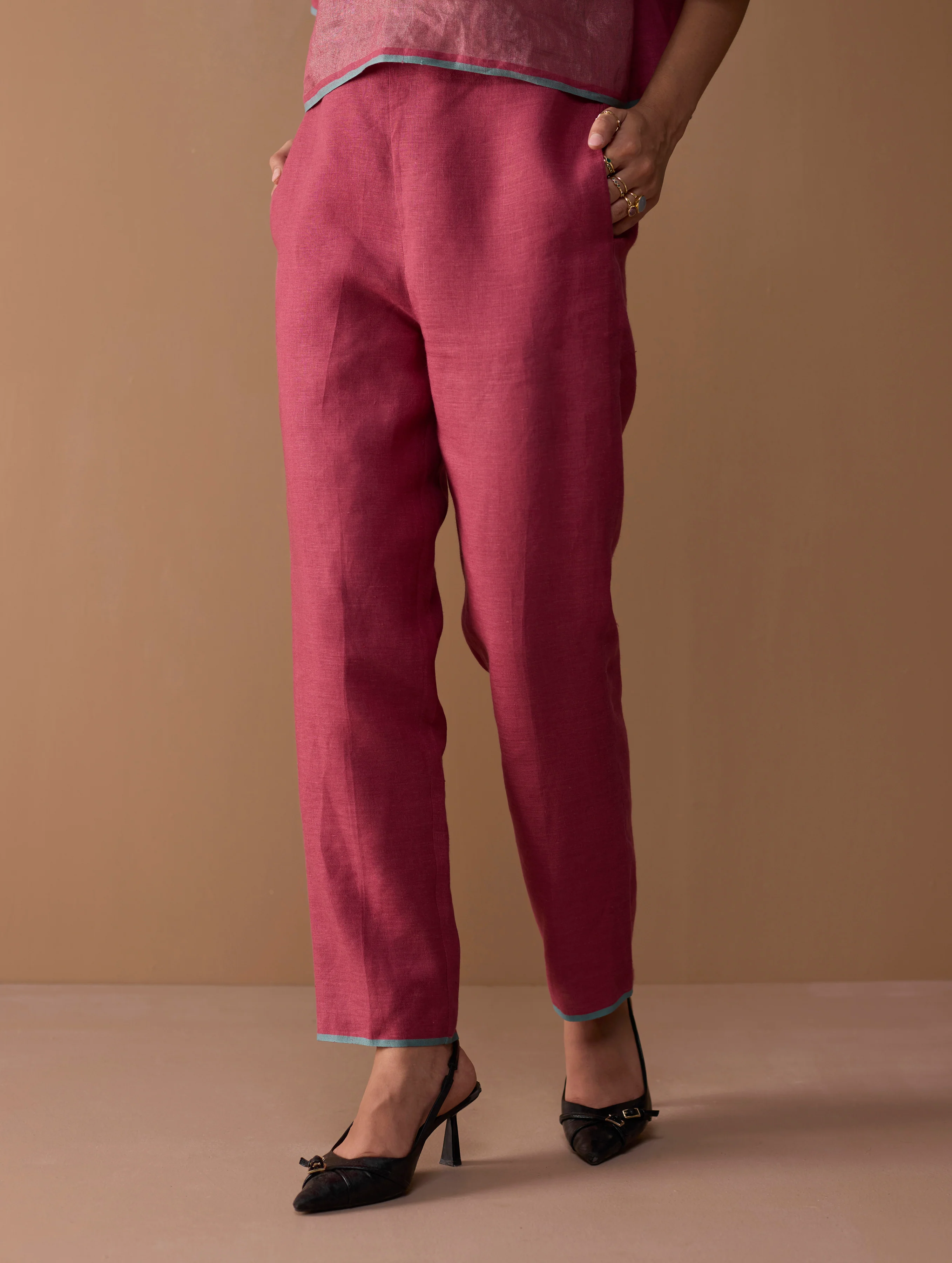 Parisa Tapered Selvedge Pant - Crimson - Image 3