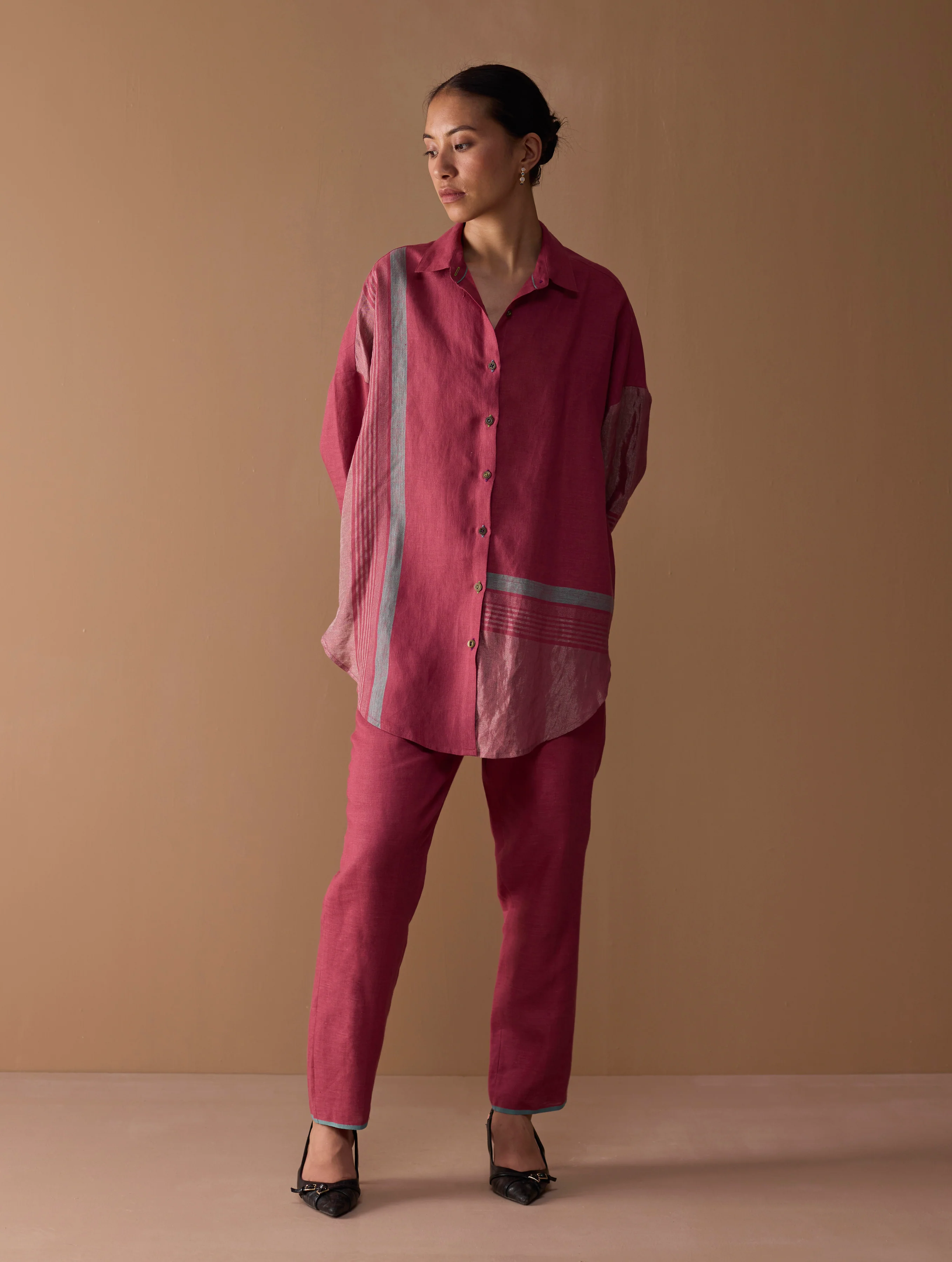 Parisa Tapered Selvedge Pant - Crimson - Image 5