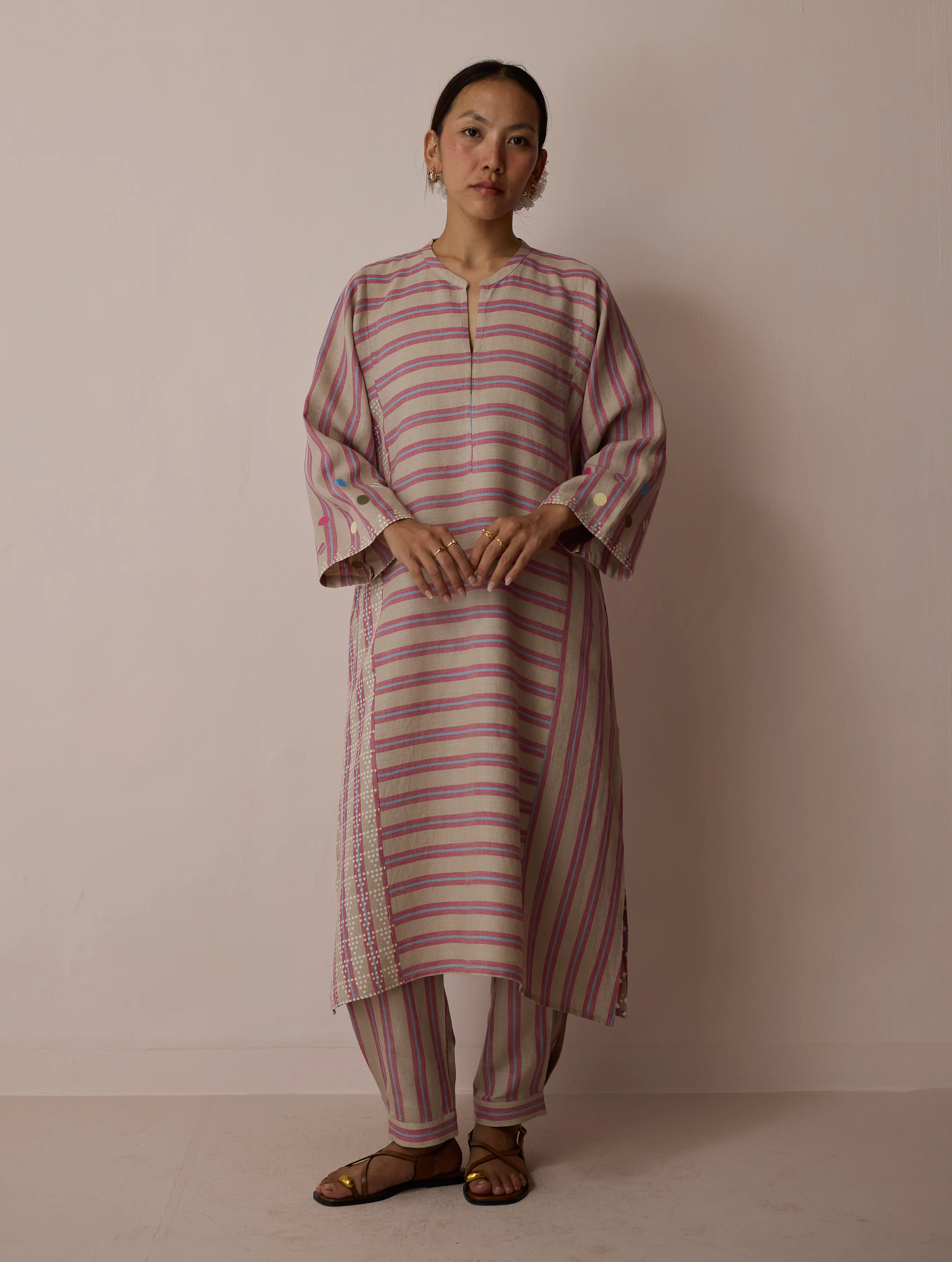 Parvee Block-Printed Linen Kurta Set - Natural - Image 5