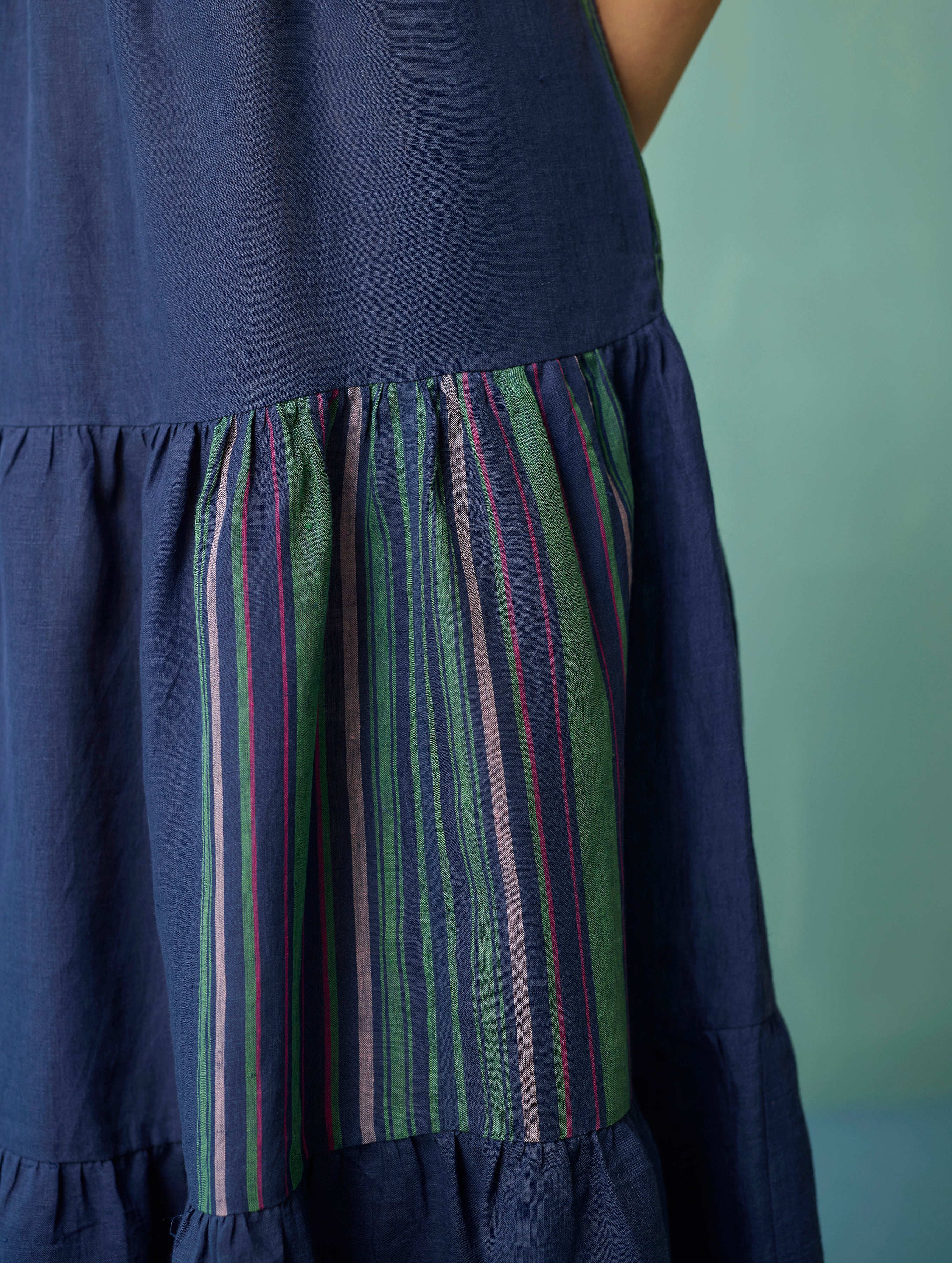 Pera Border Linen Co-ord Set - Indigo - Image 14