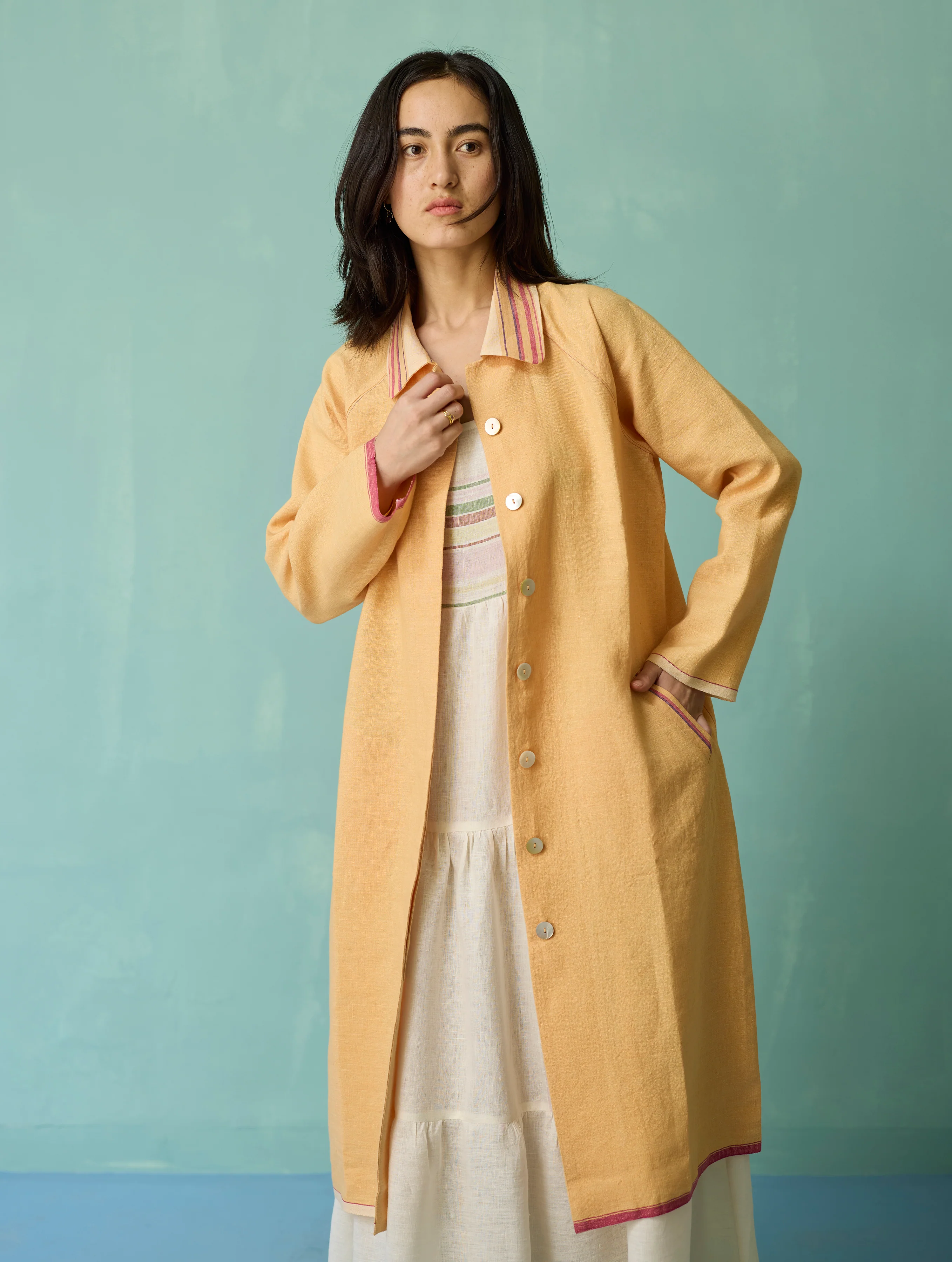 Pera Border Linen Co-ord Set - Ivory - Image 2