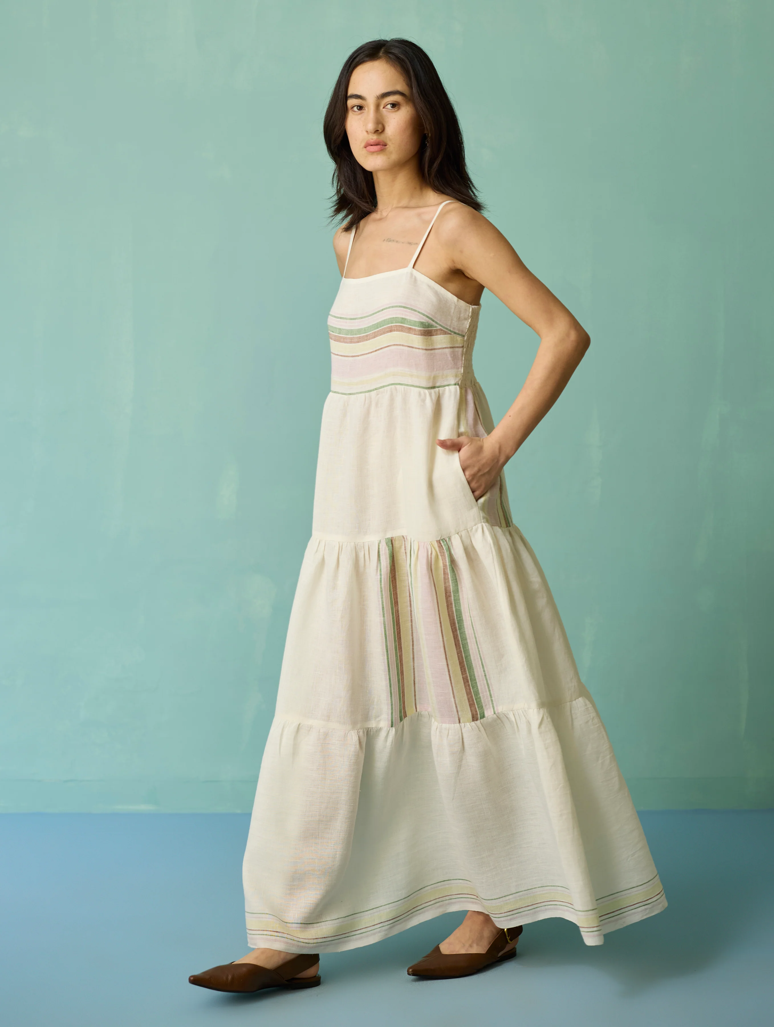 Pera Border Linen Co-ord Set - Ivory - Image 6