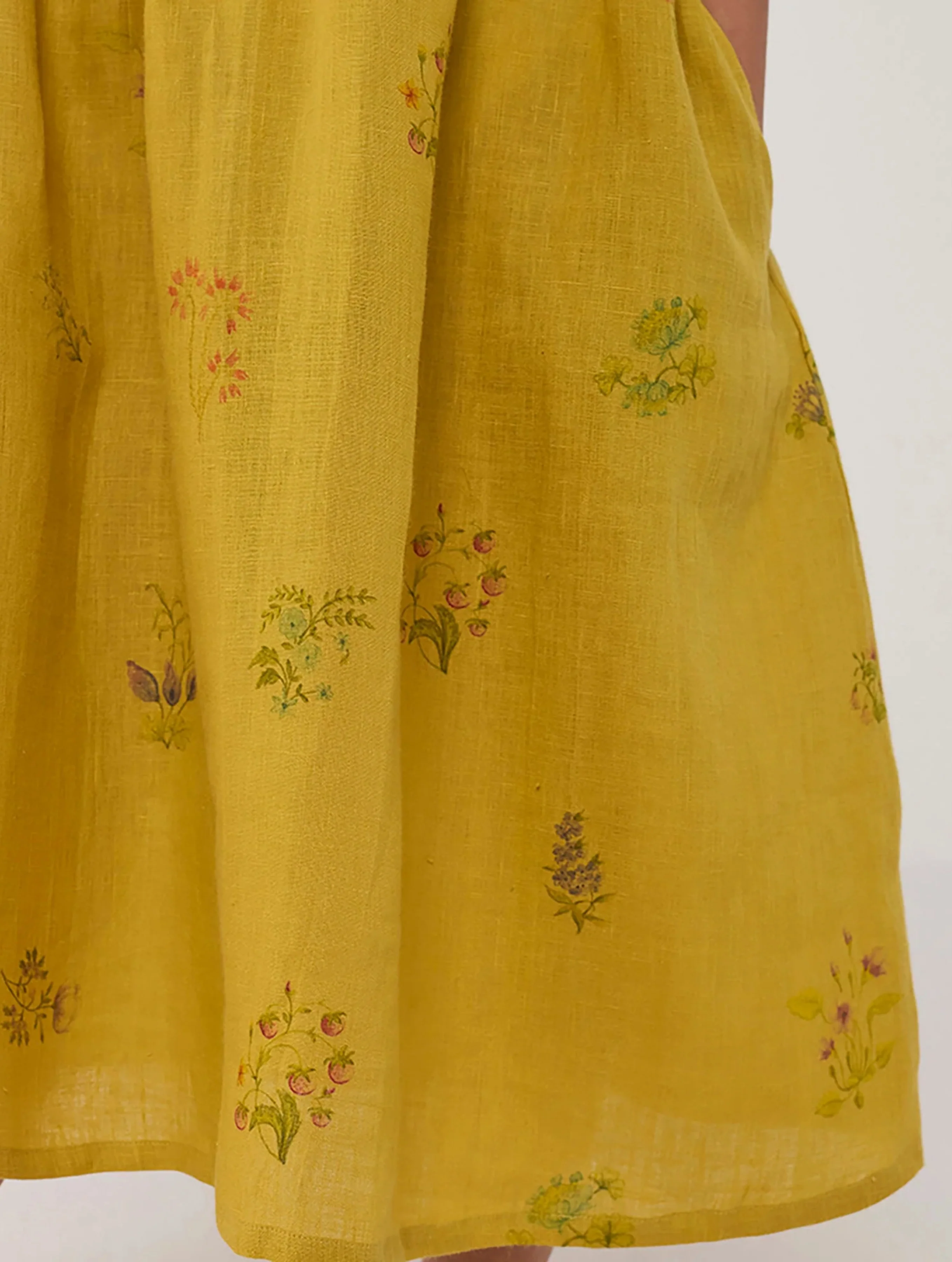 Rasa Floral Printed Linen Dress - Ochre - Image 5