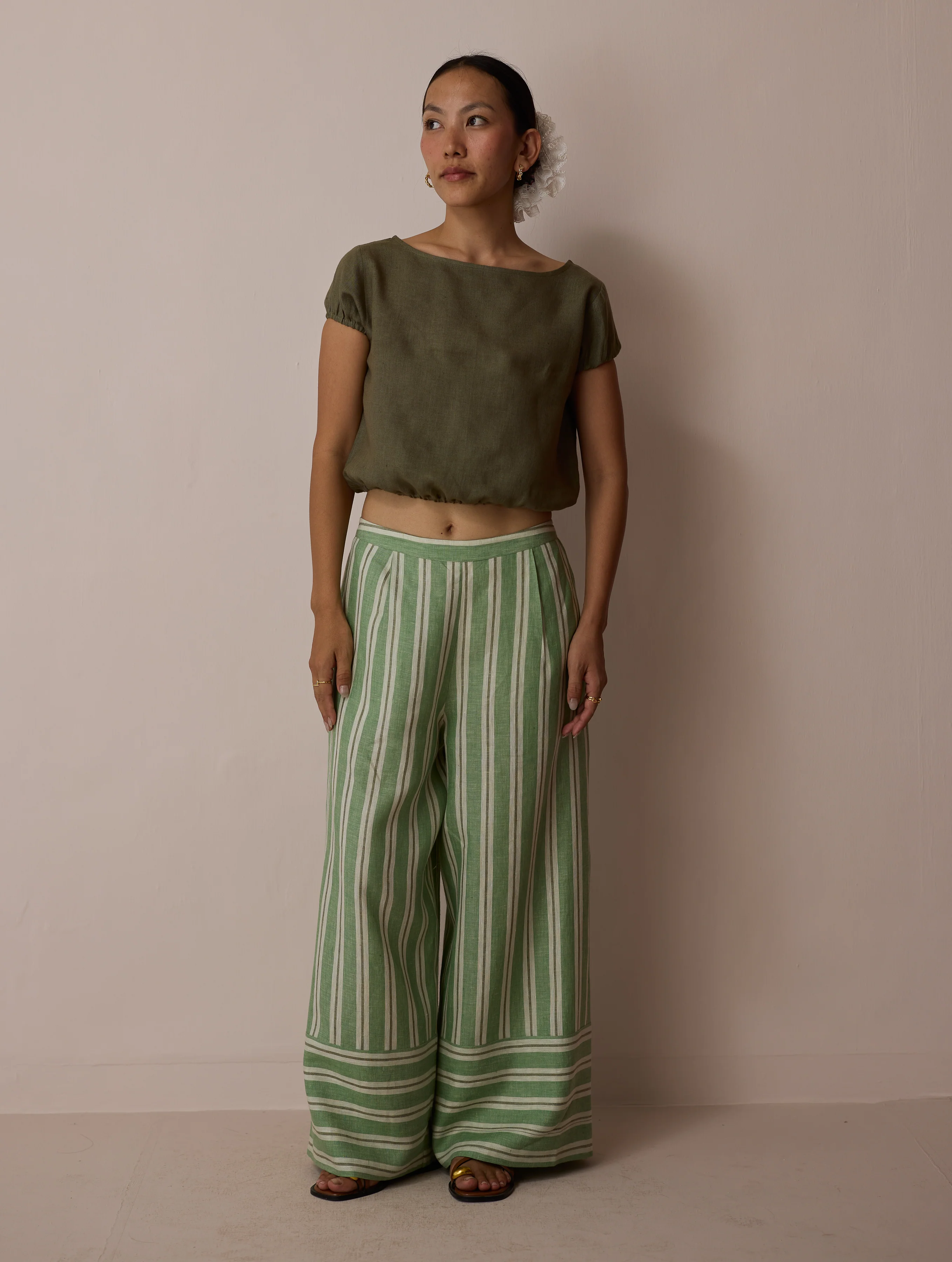 Rimi Linen Co-ord Set - Olive - Image 3
