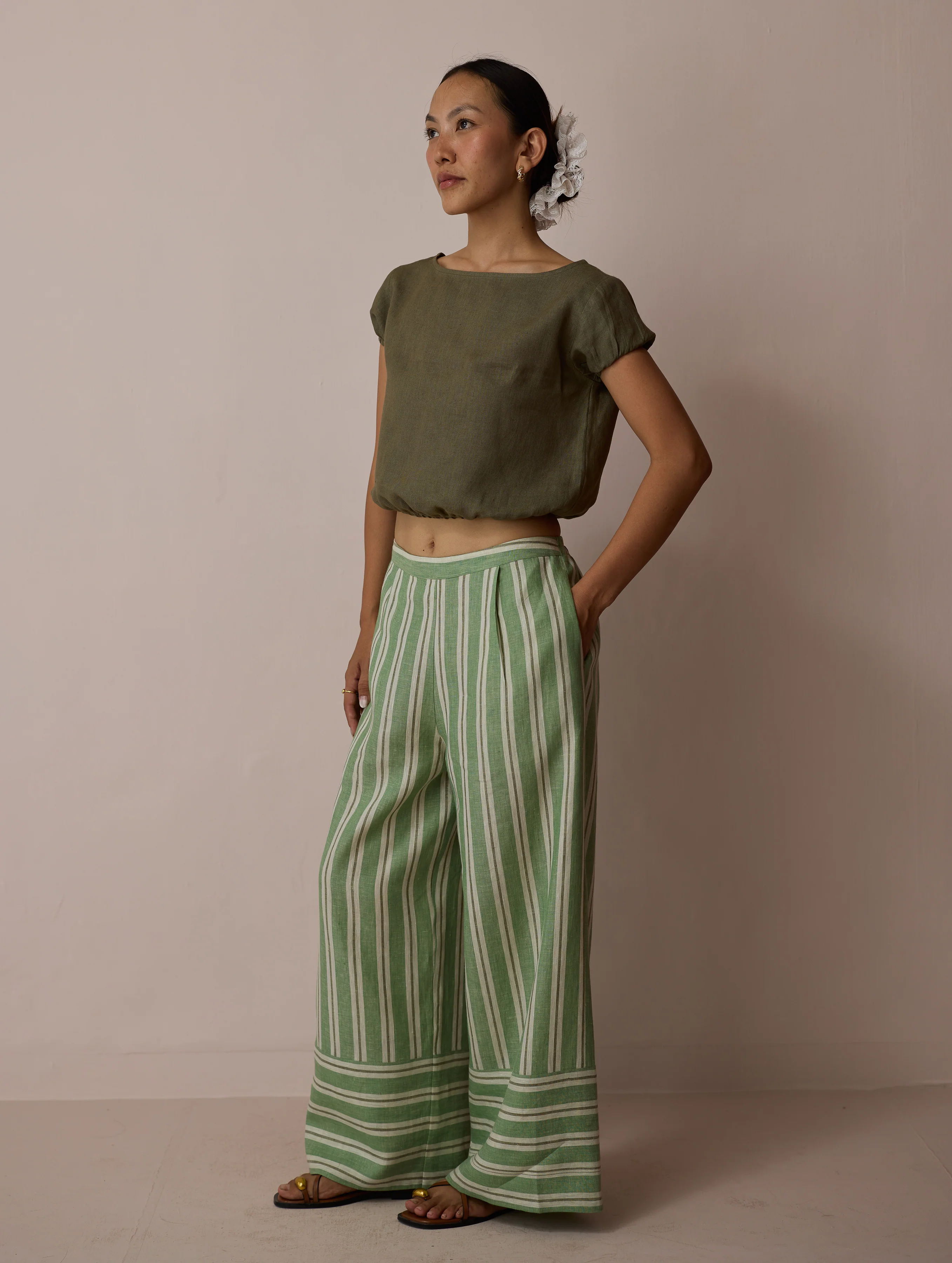 Rimi Linen Co-ord Set - Olive - Image 5