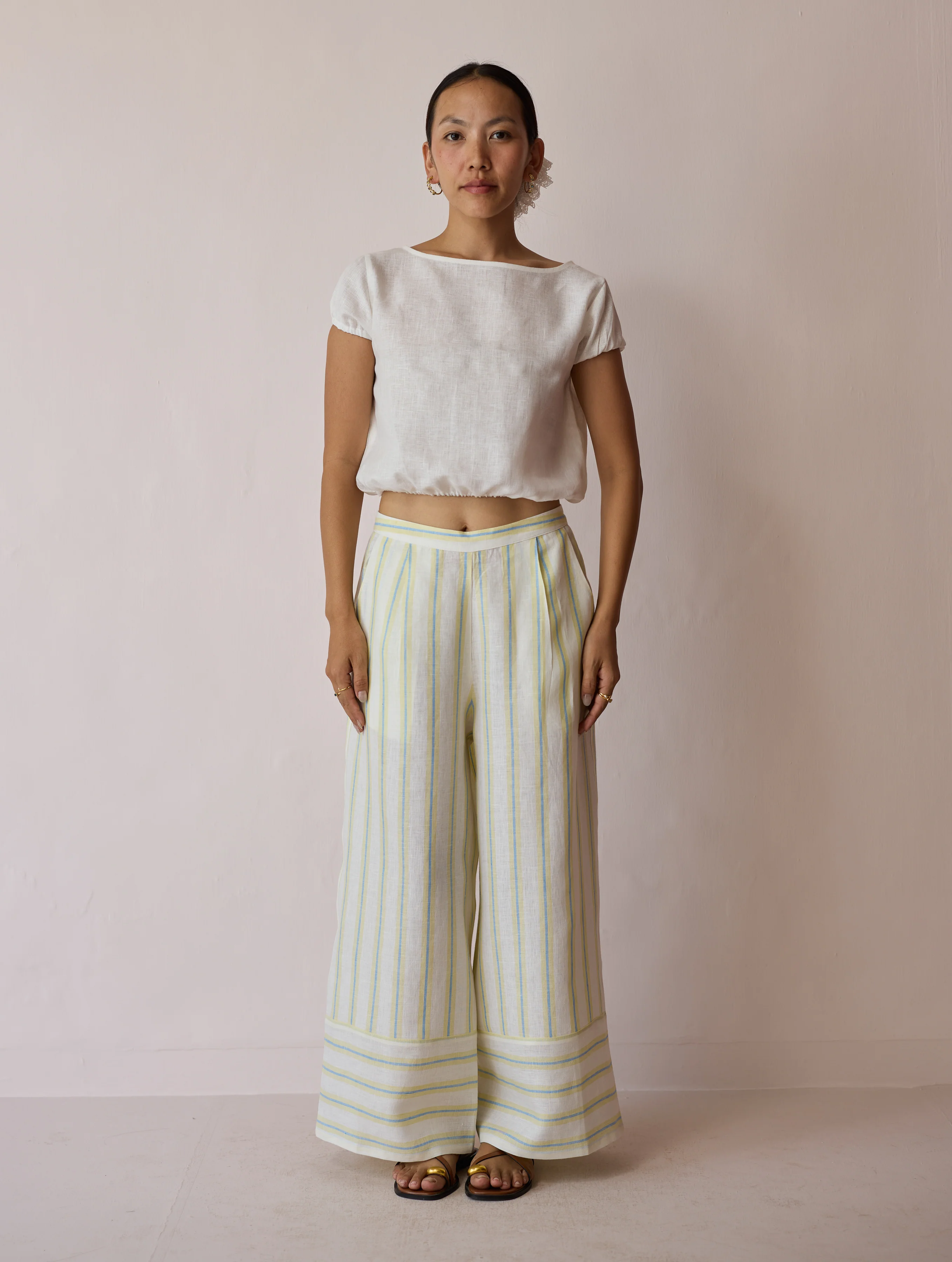 Rimi Linen Crop Top - Ivory - Image 5