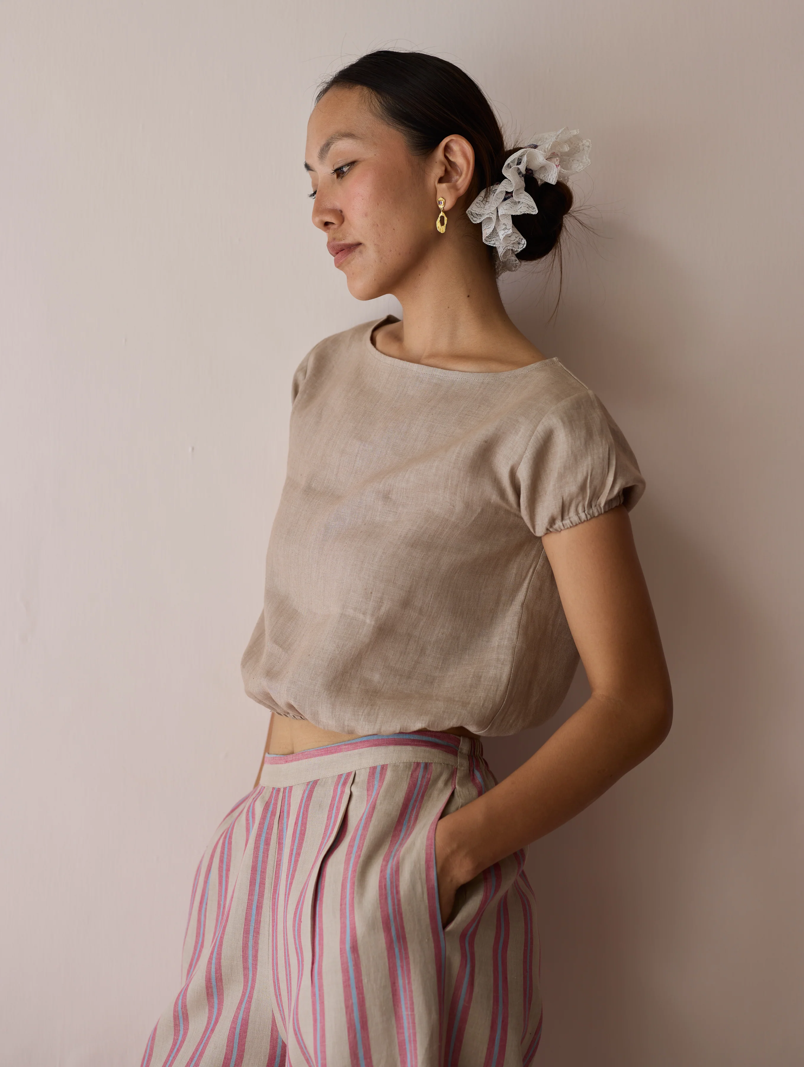 Rimi Linen Crop Top - Natural - Image 4