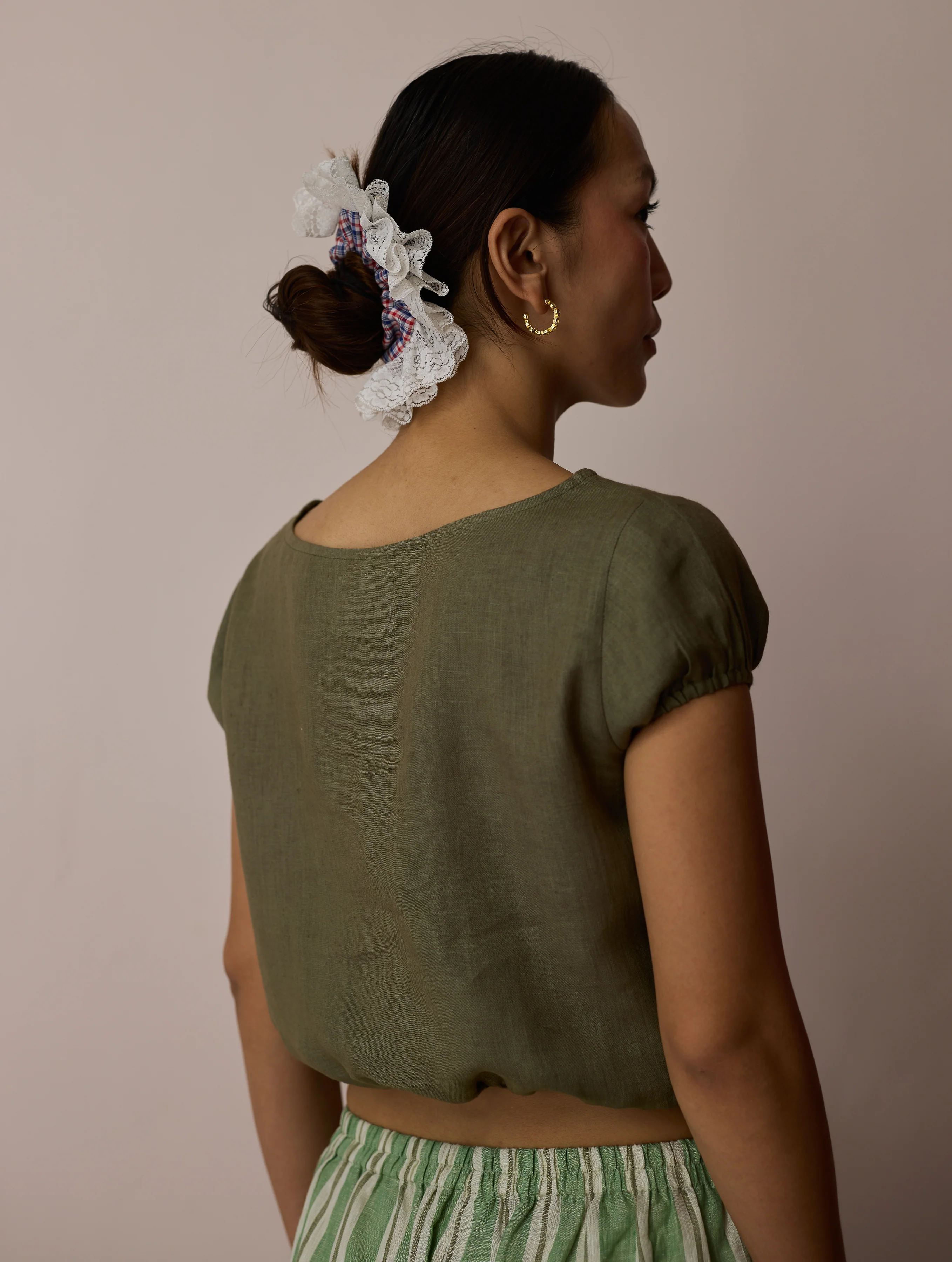 Rimi Linen Crop Top - Olive - Image 5