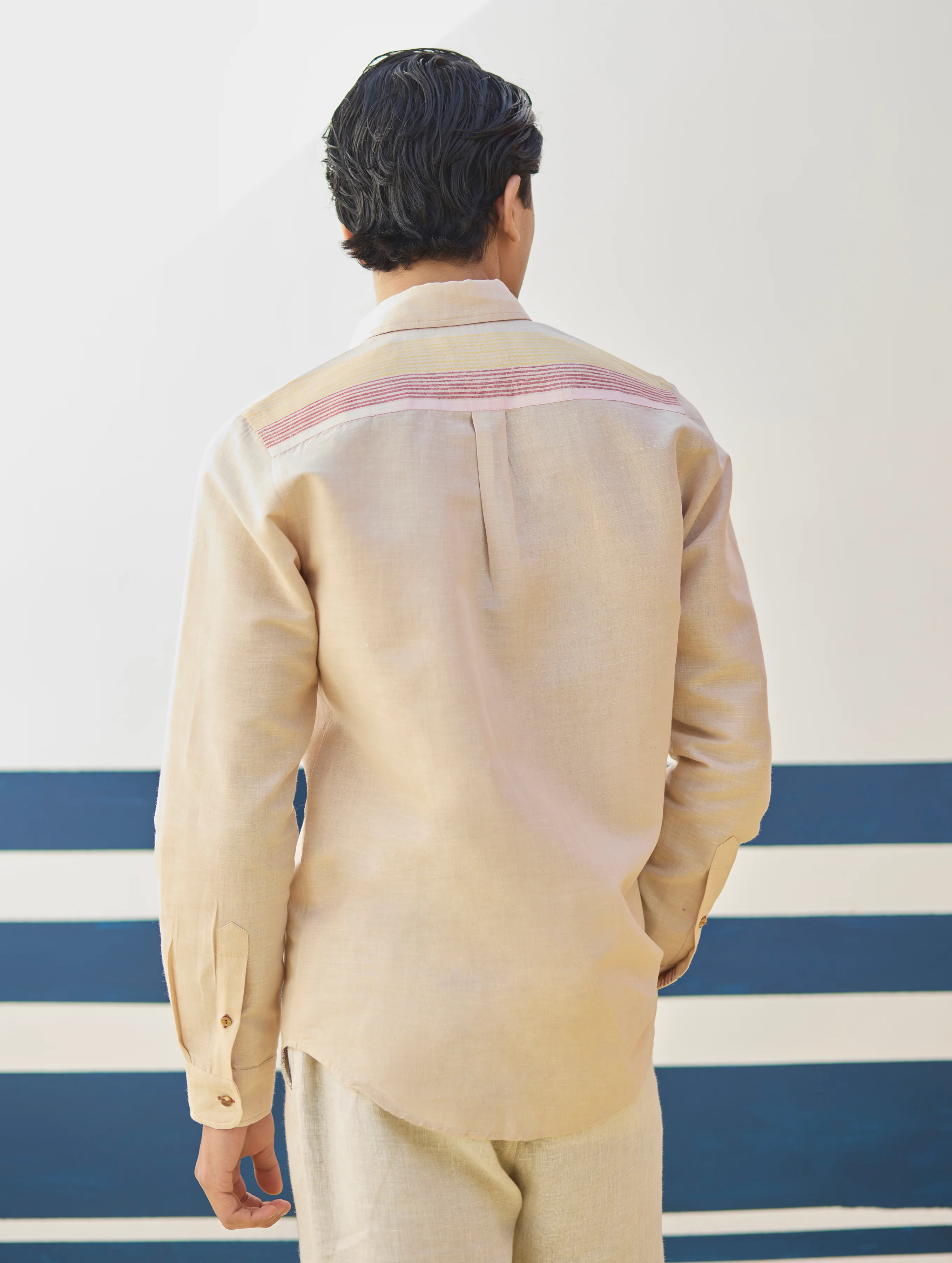 Rin Border Linen Shirt - Sand - Image 5